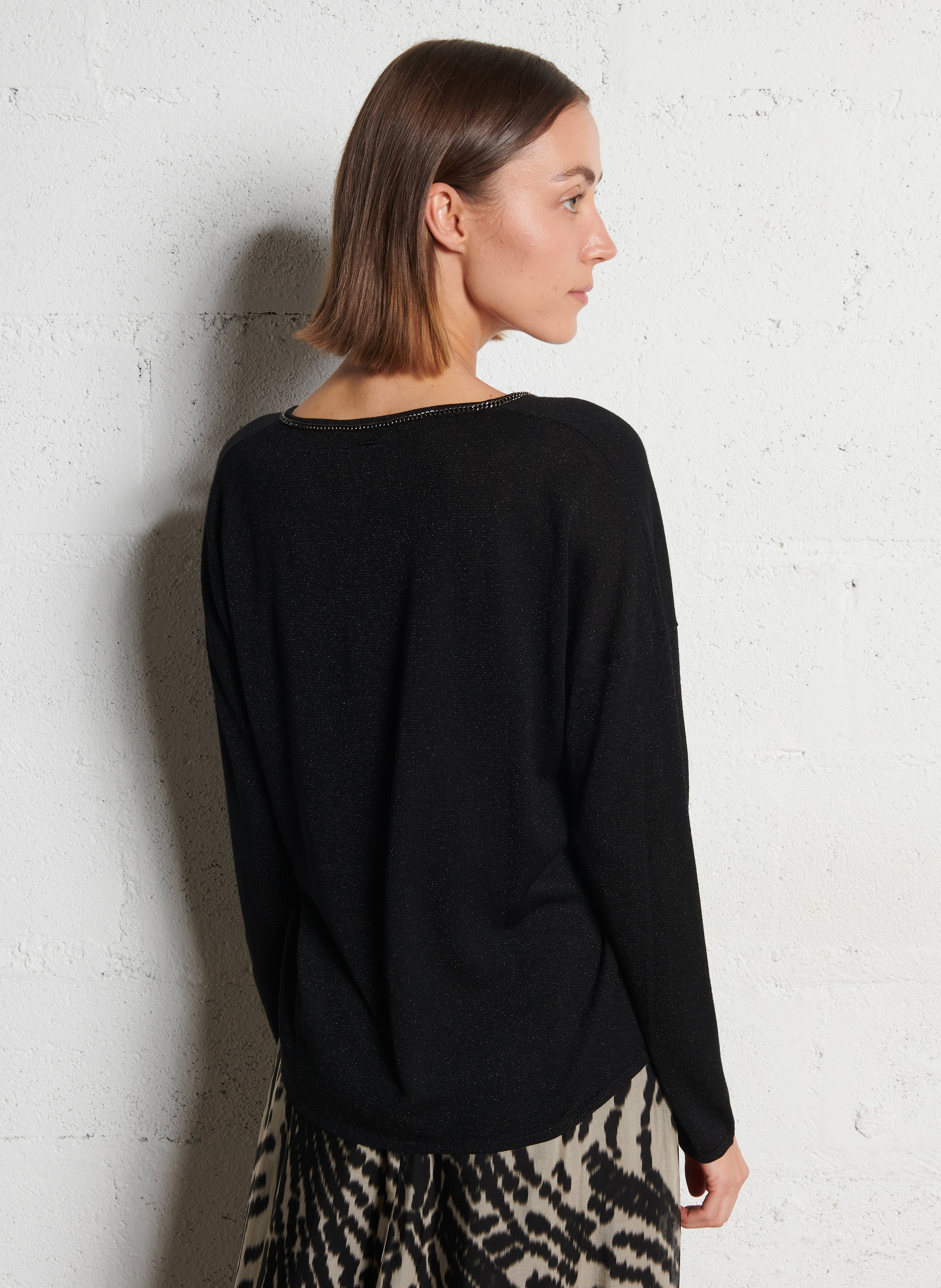 Pull col V  IKKS Noir