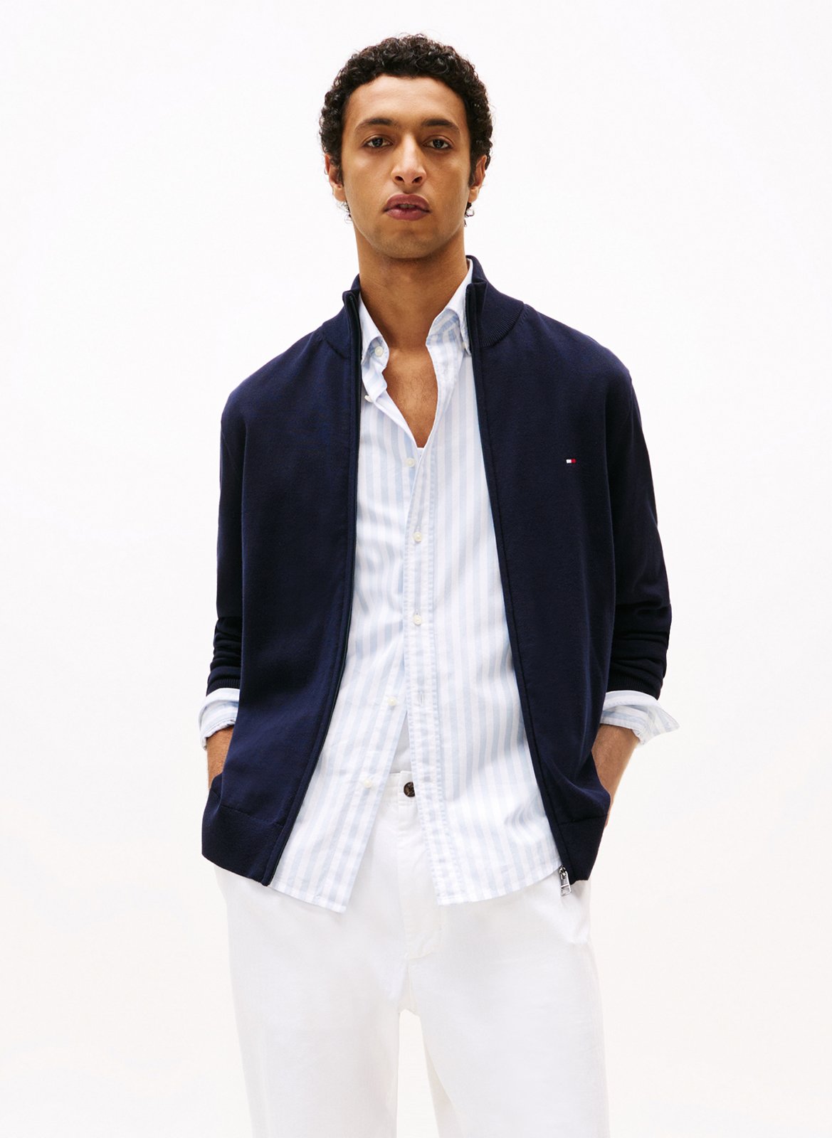 Gilet droit en coton TOMMY HILFIGER Bleu