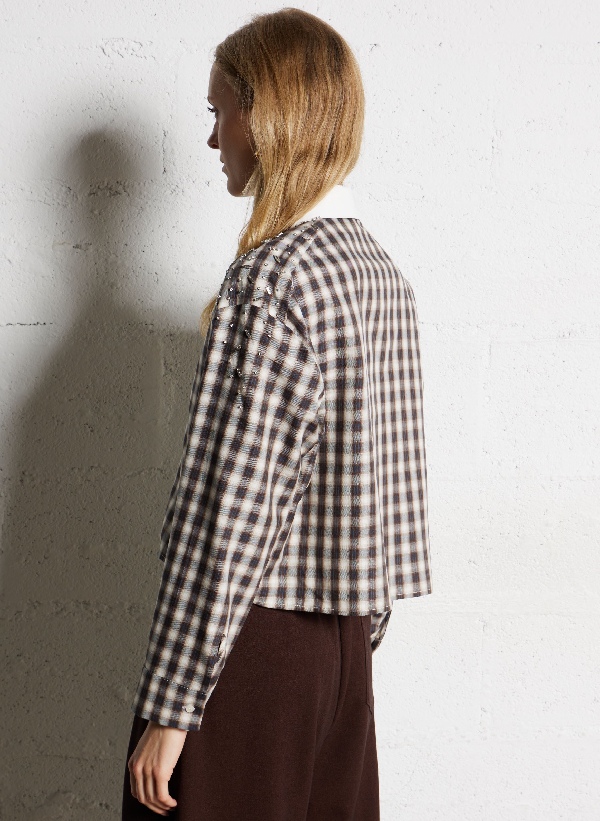 Checked shirt with classic collar SUNCOO Brown