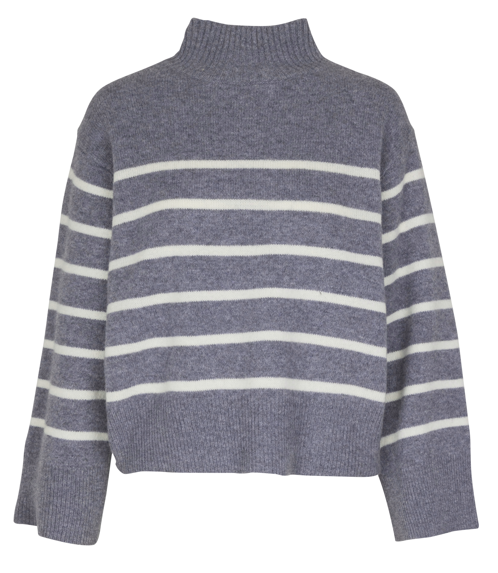 Pull ample col montant rayé en laine SUNCOO Gris