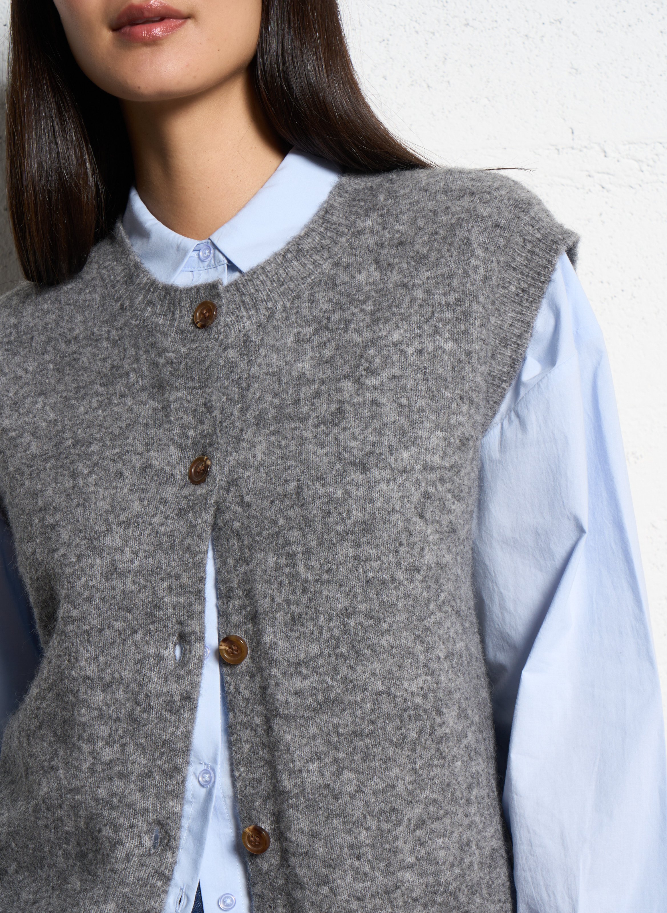 Gilet oversize en laine mélangée JC SOPHIE Noir