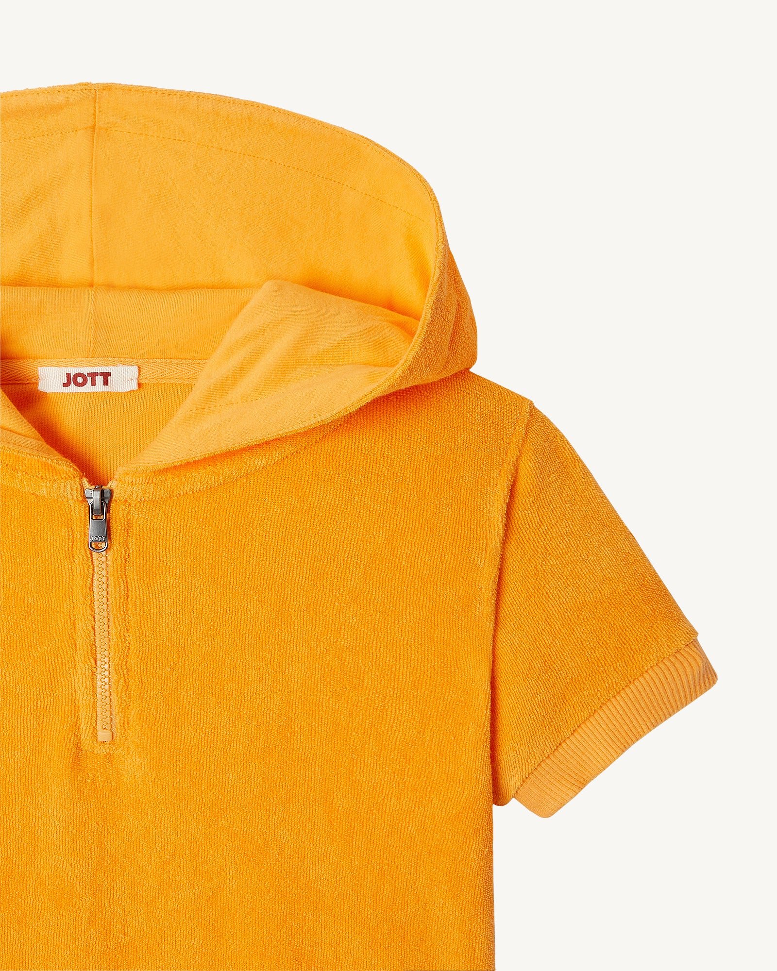 Hooded children's mini cotton terry cloth dress JOTT Orange