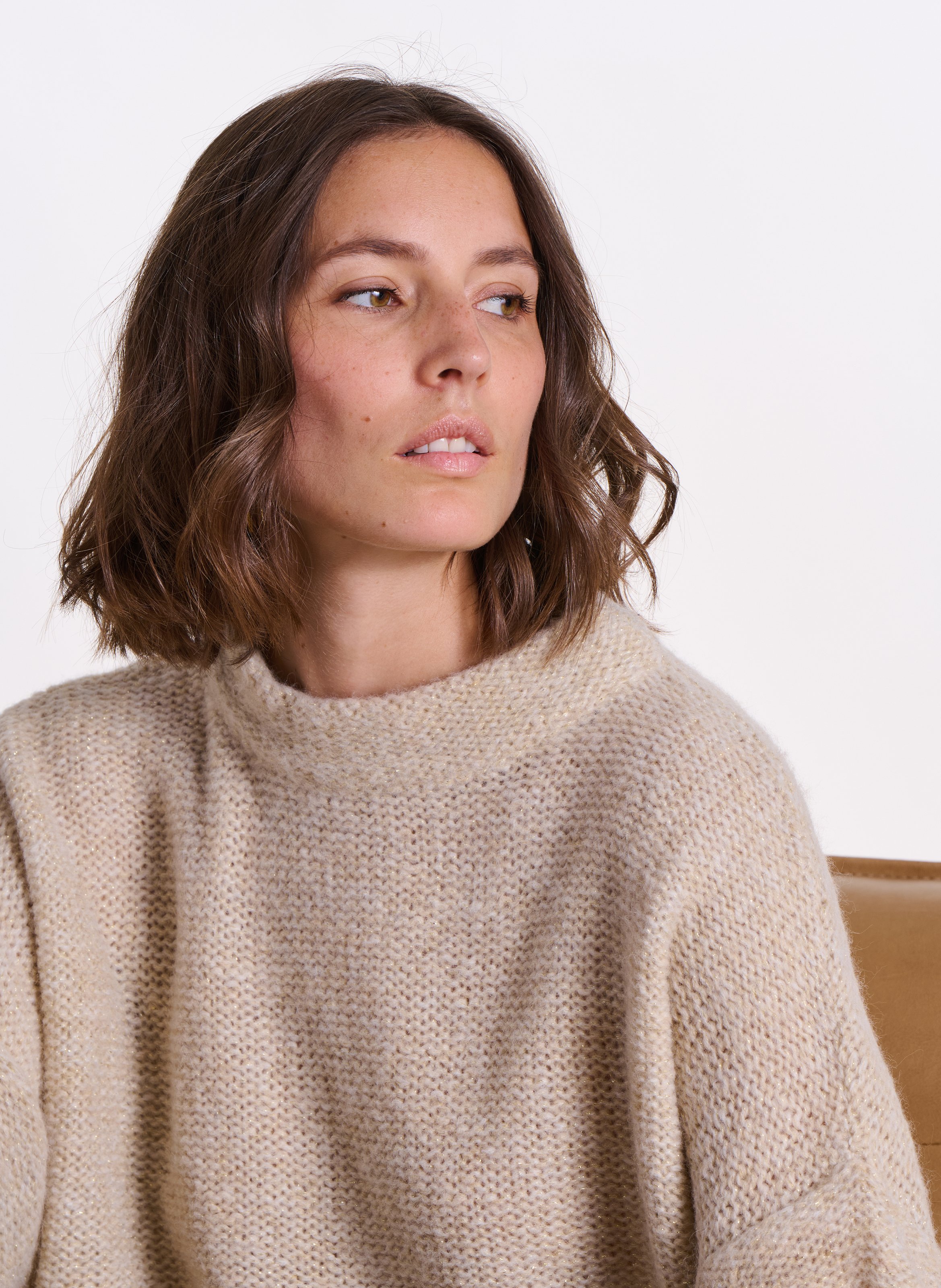 Longstrickjacke aus Wollmix LA FEE MARABOUTEE Weiss