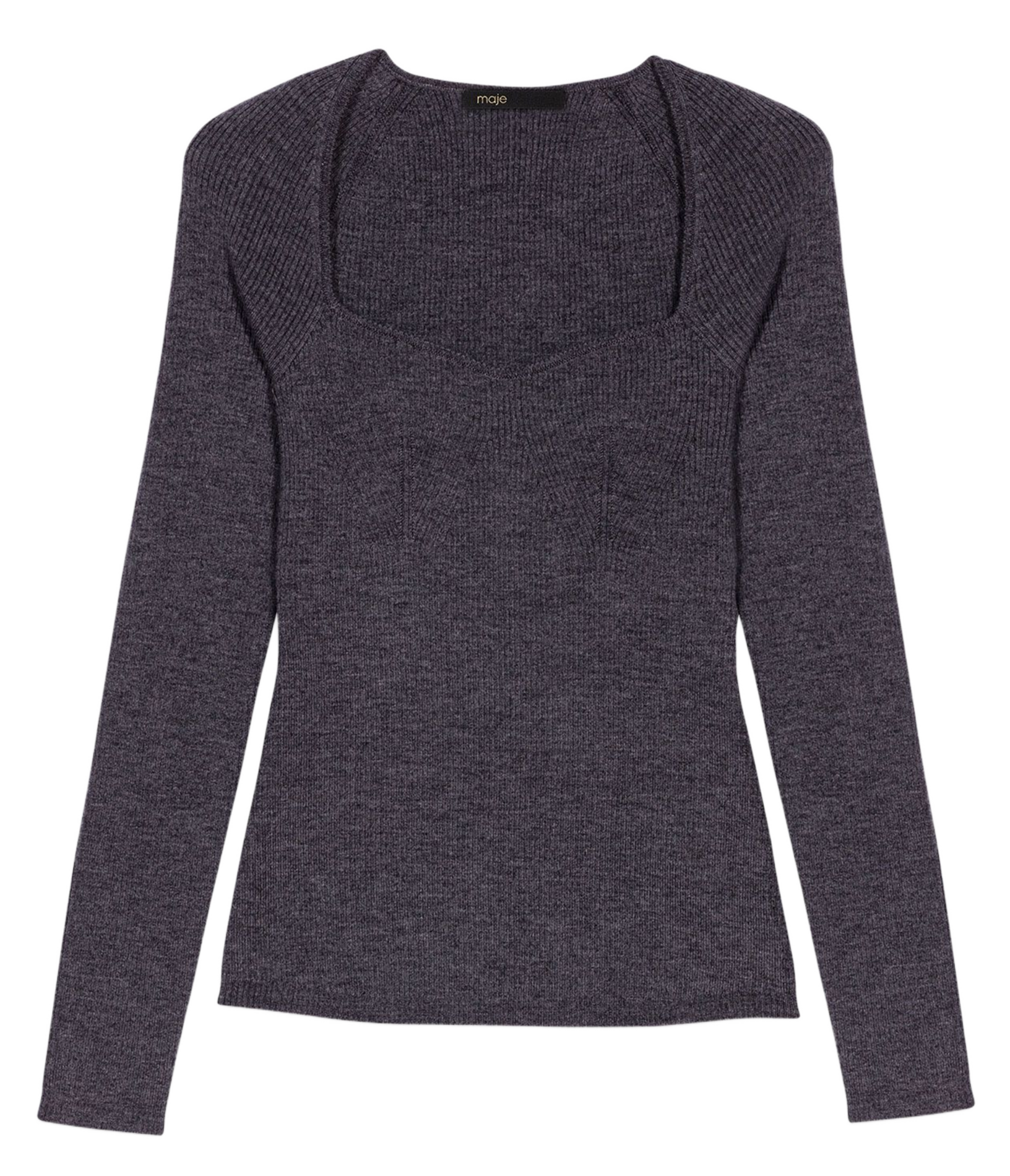 Pull col cœur en laine mélangée MAJE Gris