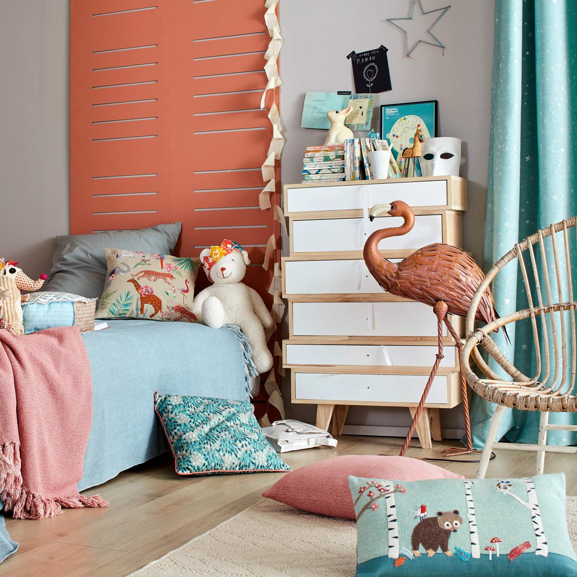 Pleated ribbon curtain MADURA Blue