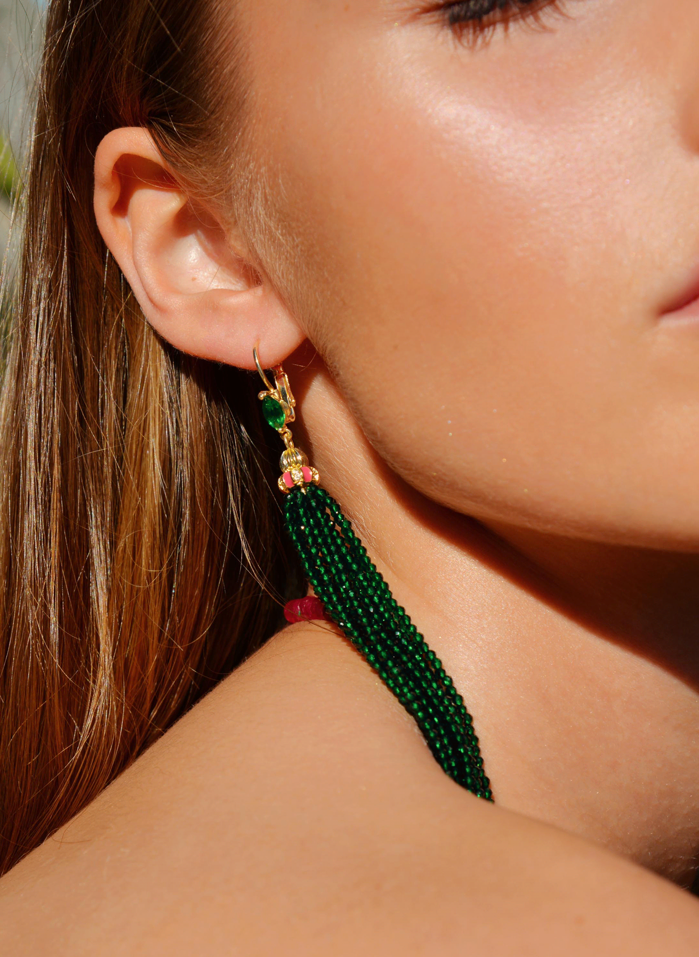 Cascading pearl drop earrings HIPANEMA Green