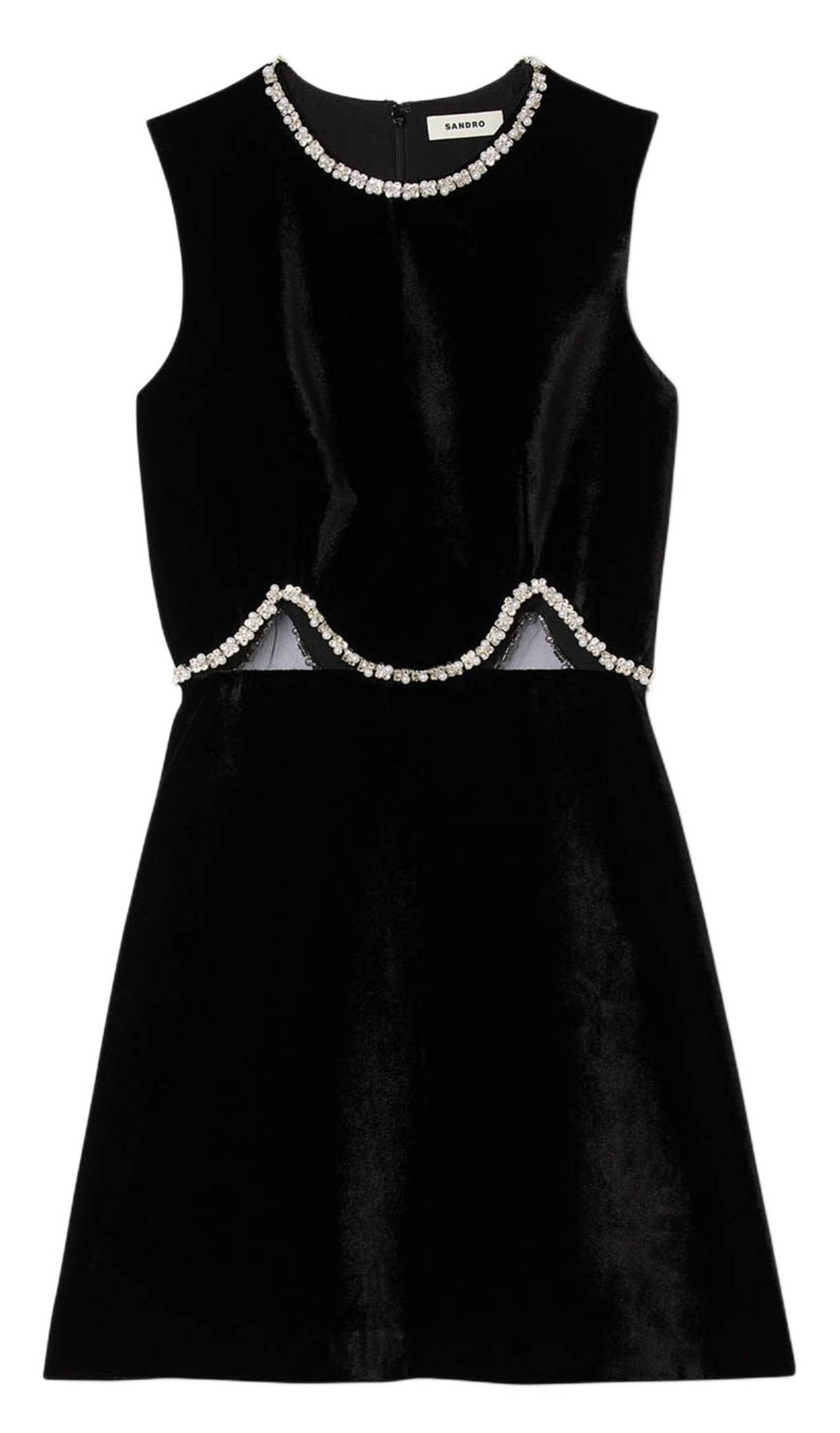 Robe courte sans manches en velours SANDRO Noir