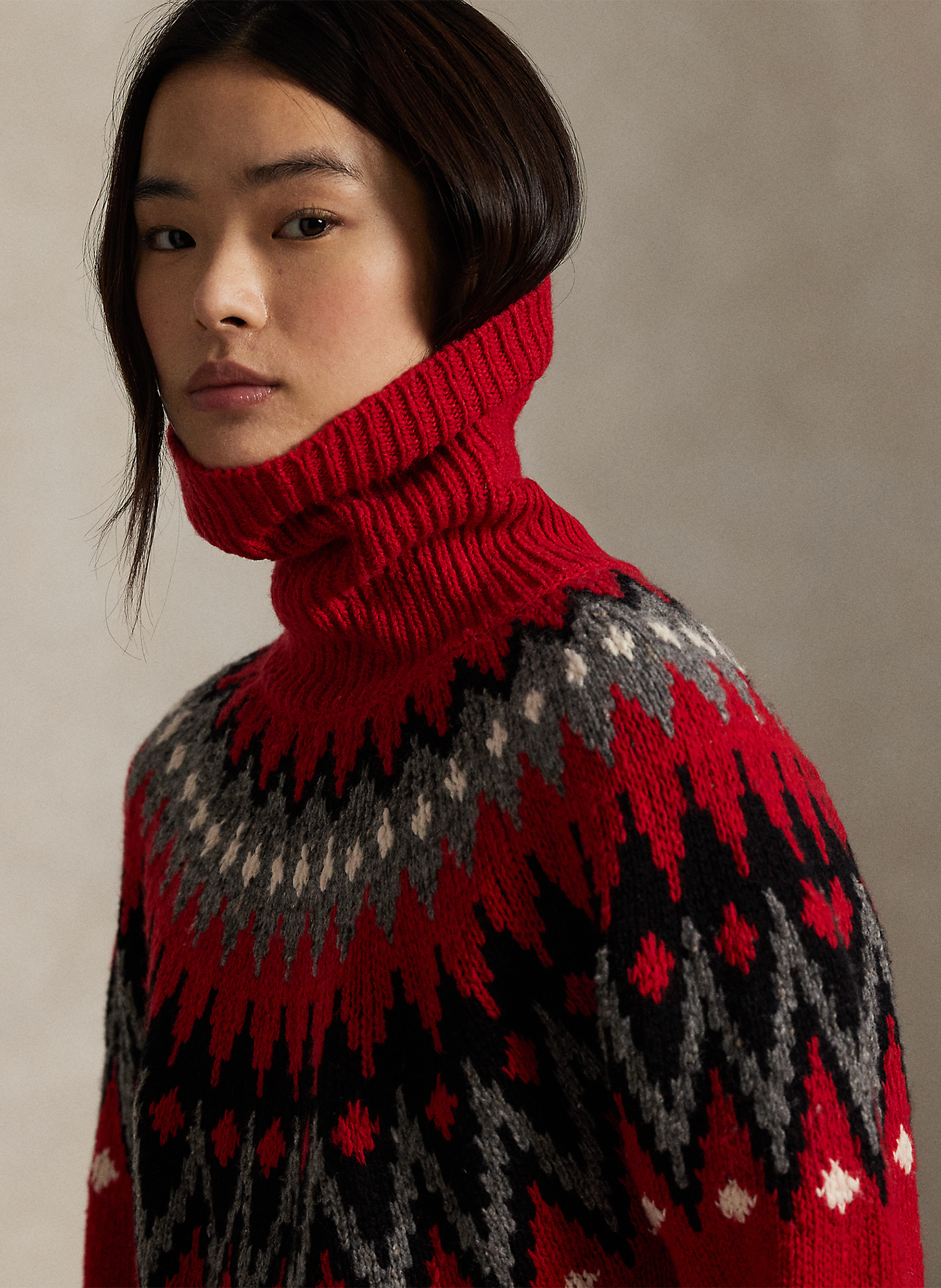 Pull col roulé en laine mélangée POLO RALPH LAUREN Rouge