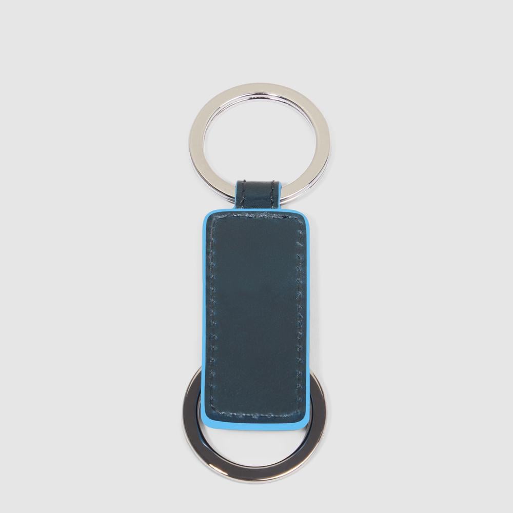 Leather keychain with two rings PIQUADRO Blue