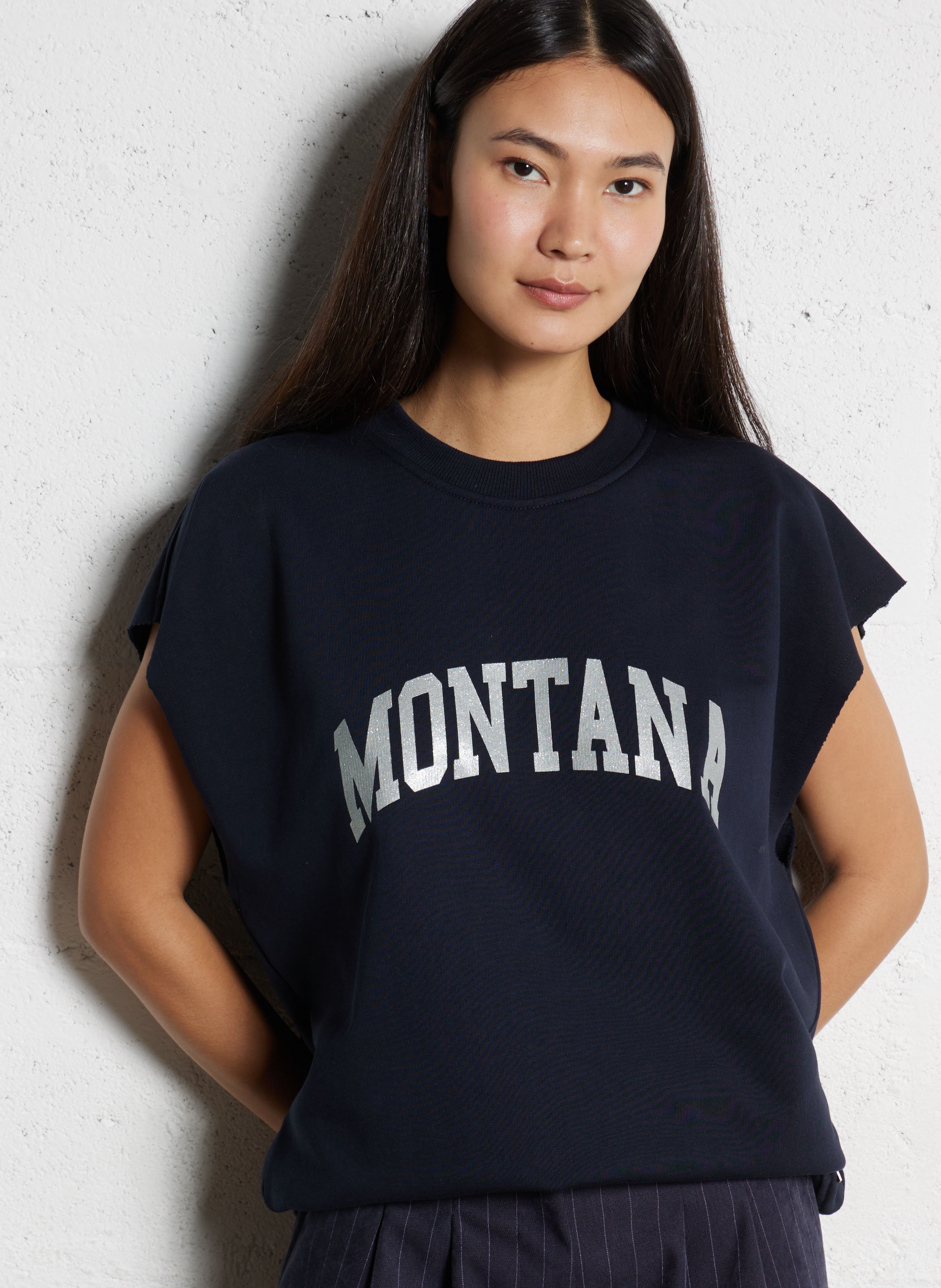 Sweat oversize col rond en coton PLEASE