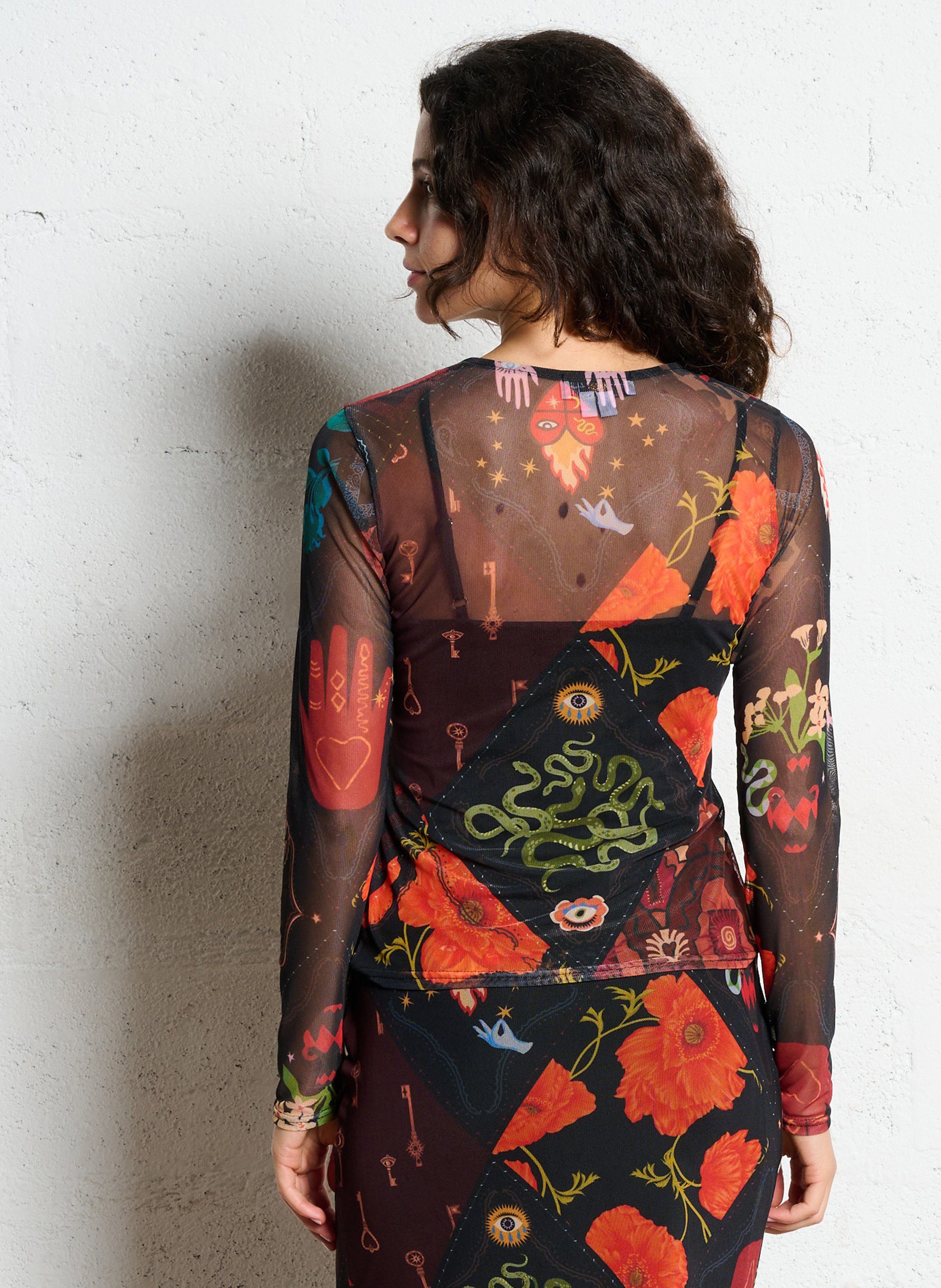 Round-neck mesh top NEVER FULLY DRESSED Multicolored