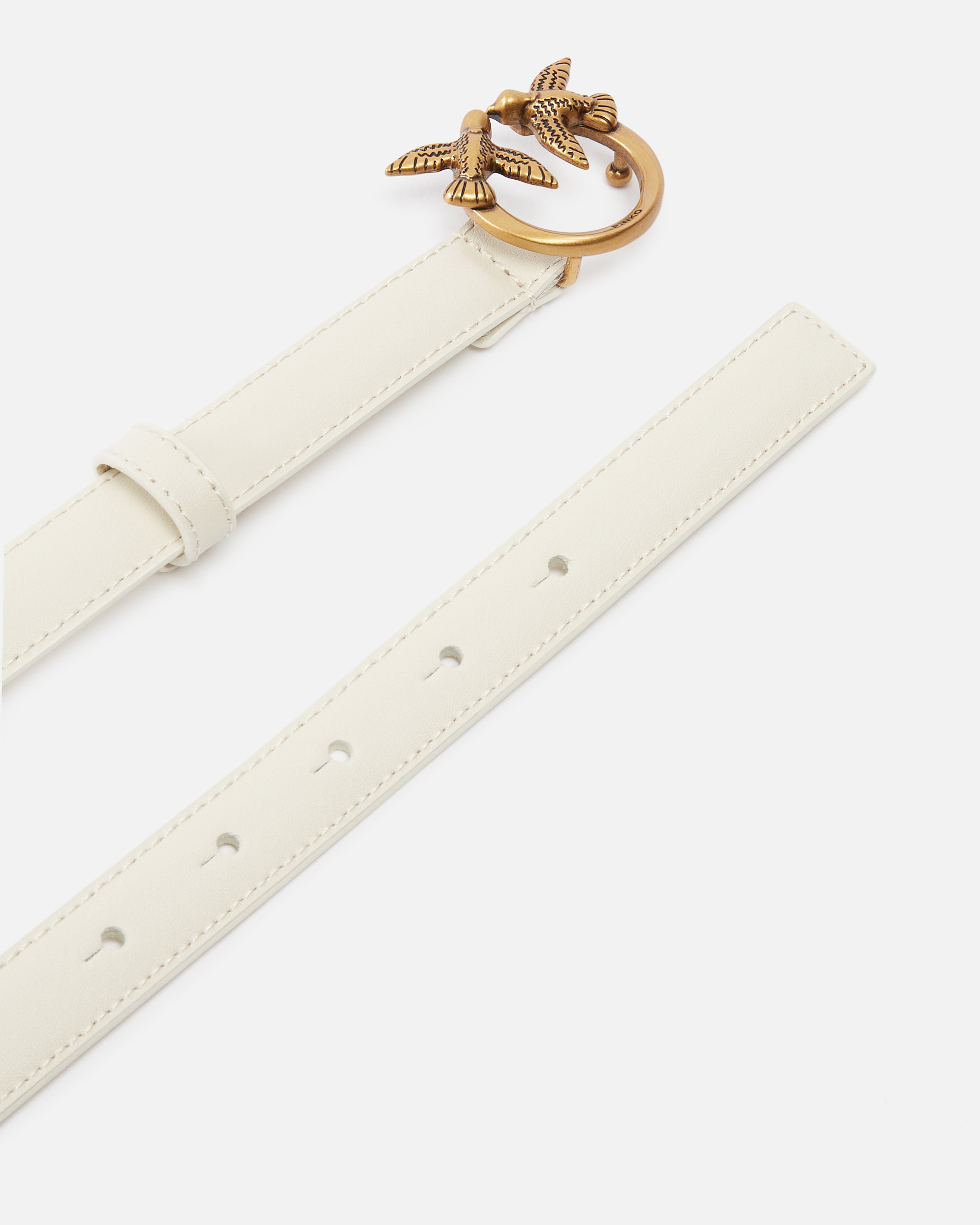 Fine Love Birds leather belt 2cm PINKO White