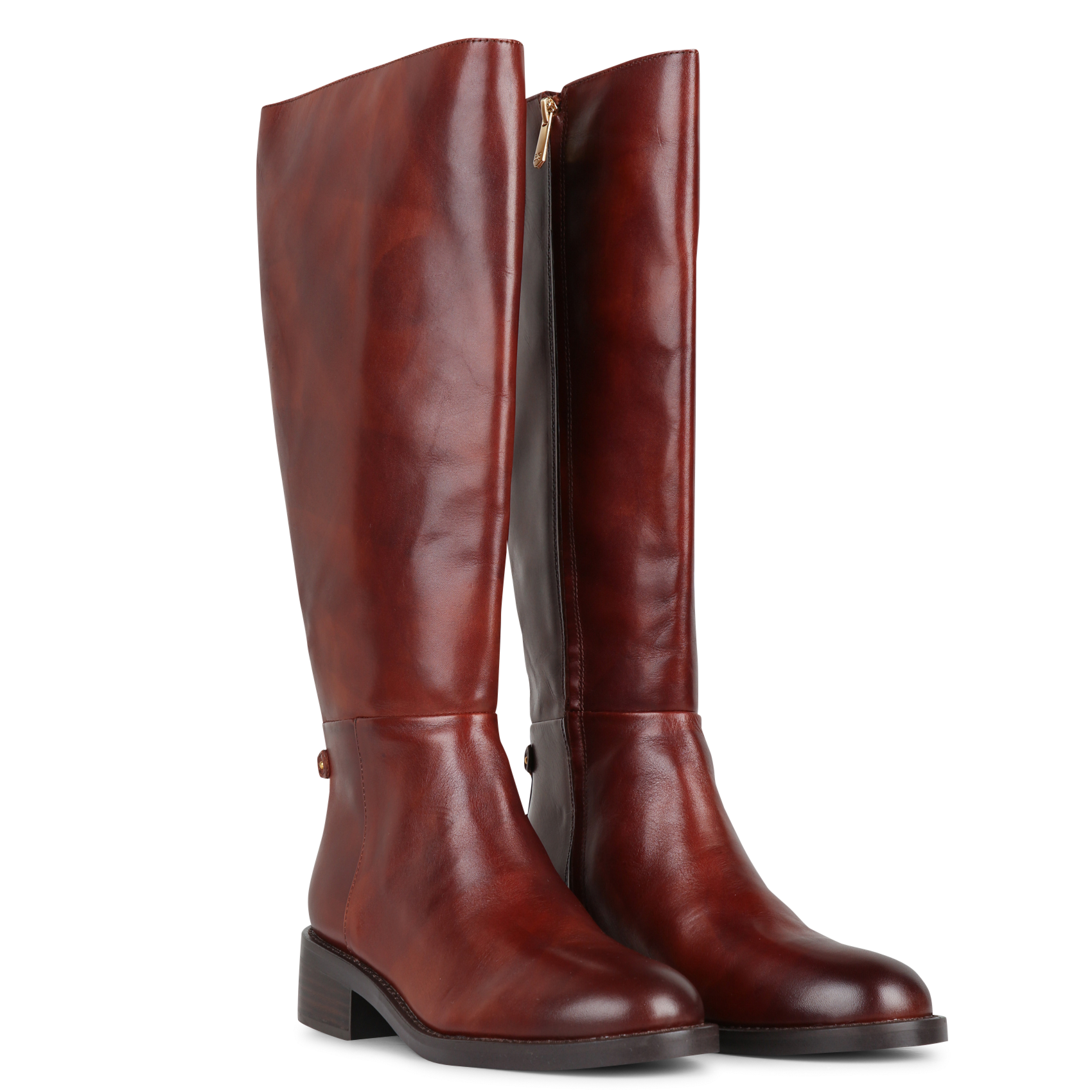 Hohe Lederstiefel mit Reißverschluss SAM EDELMAN Braun