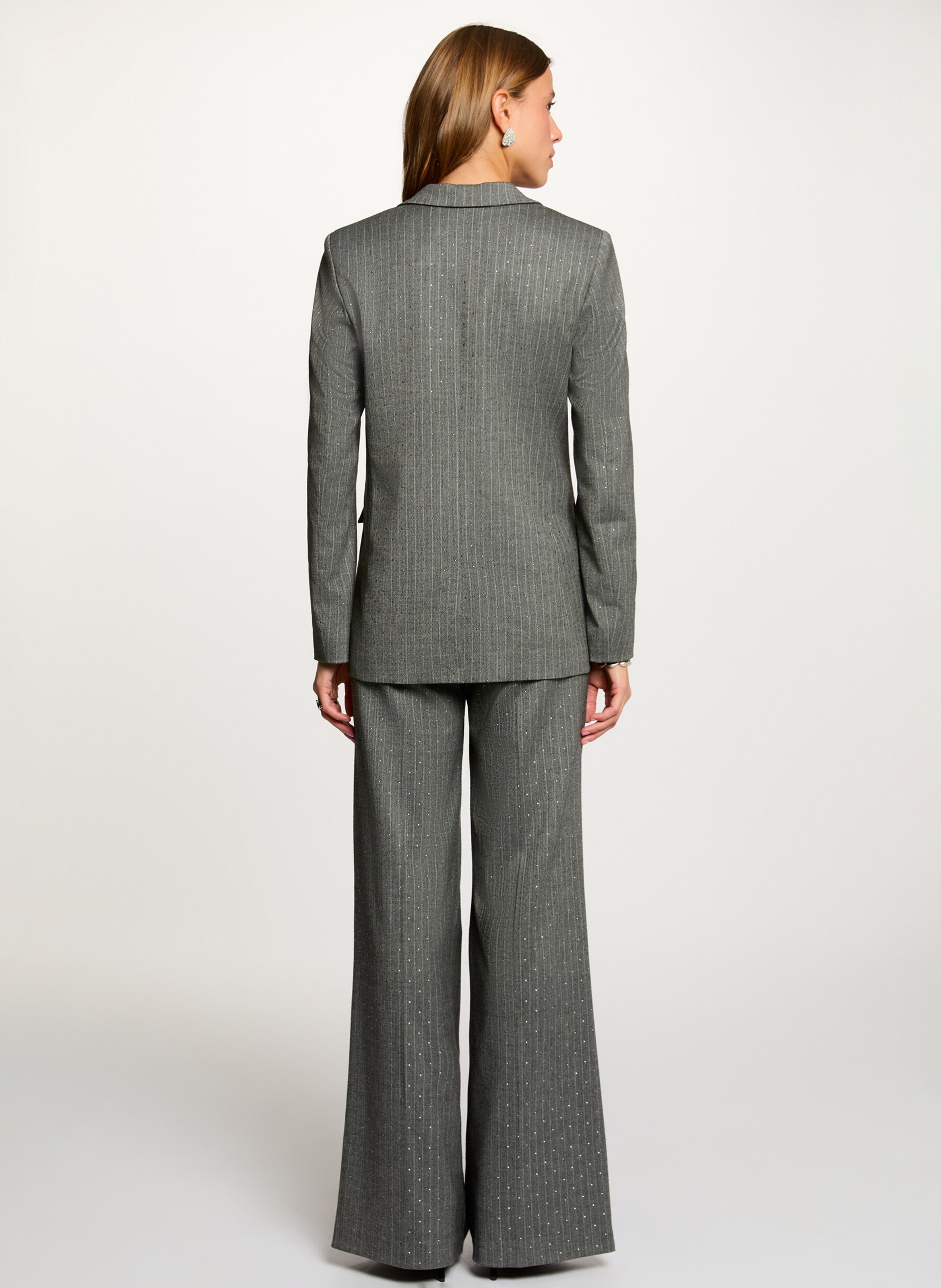 Broek met studs en plooien met patroon MORGAN Grijs