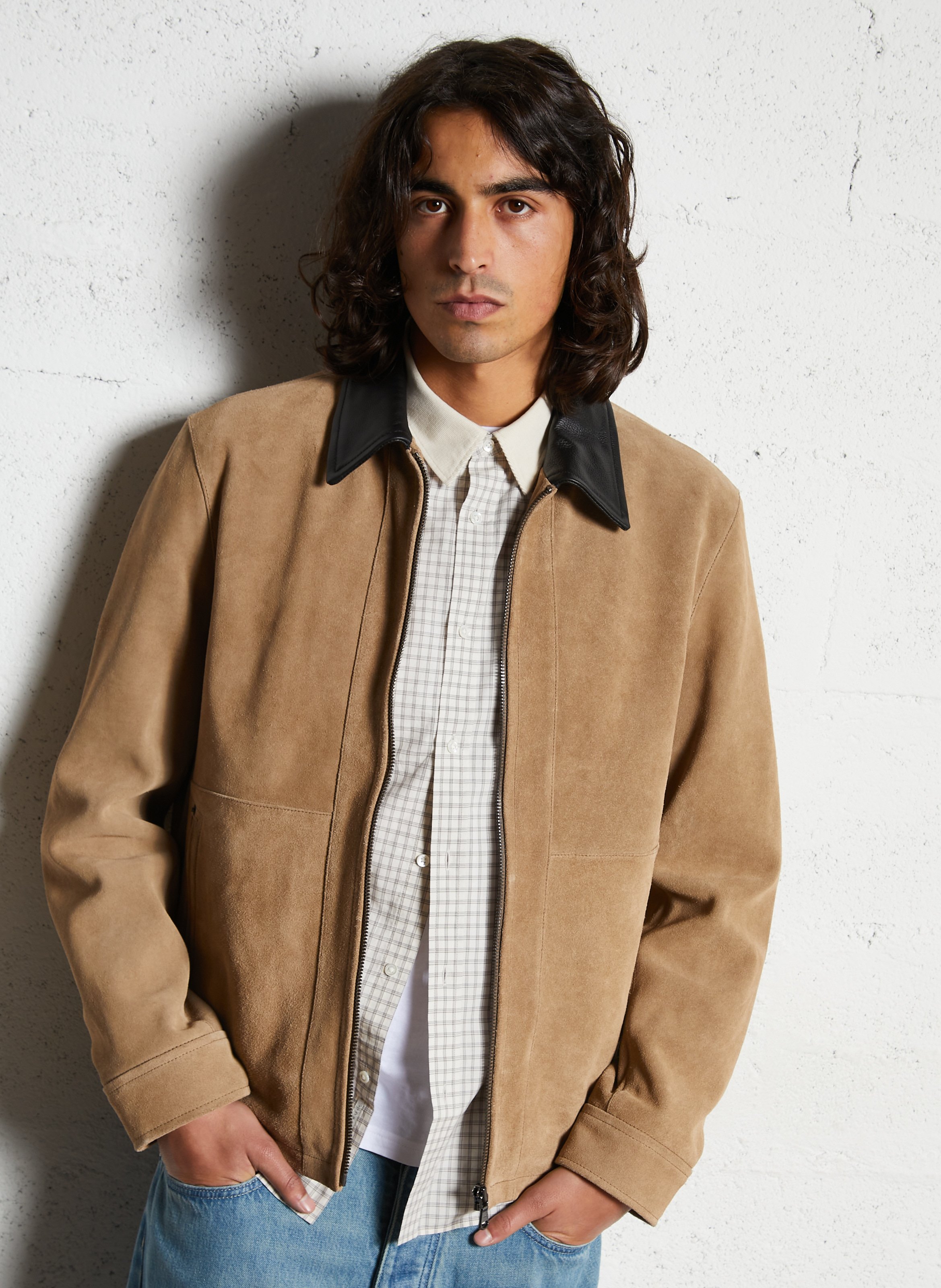 Klassische Wildlederjacke mit Stehkragen IKKS