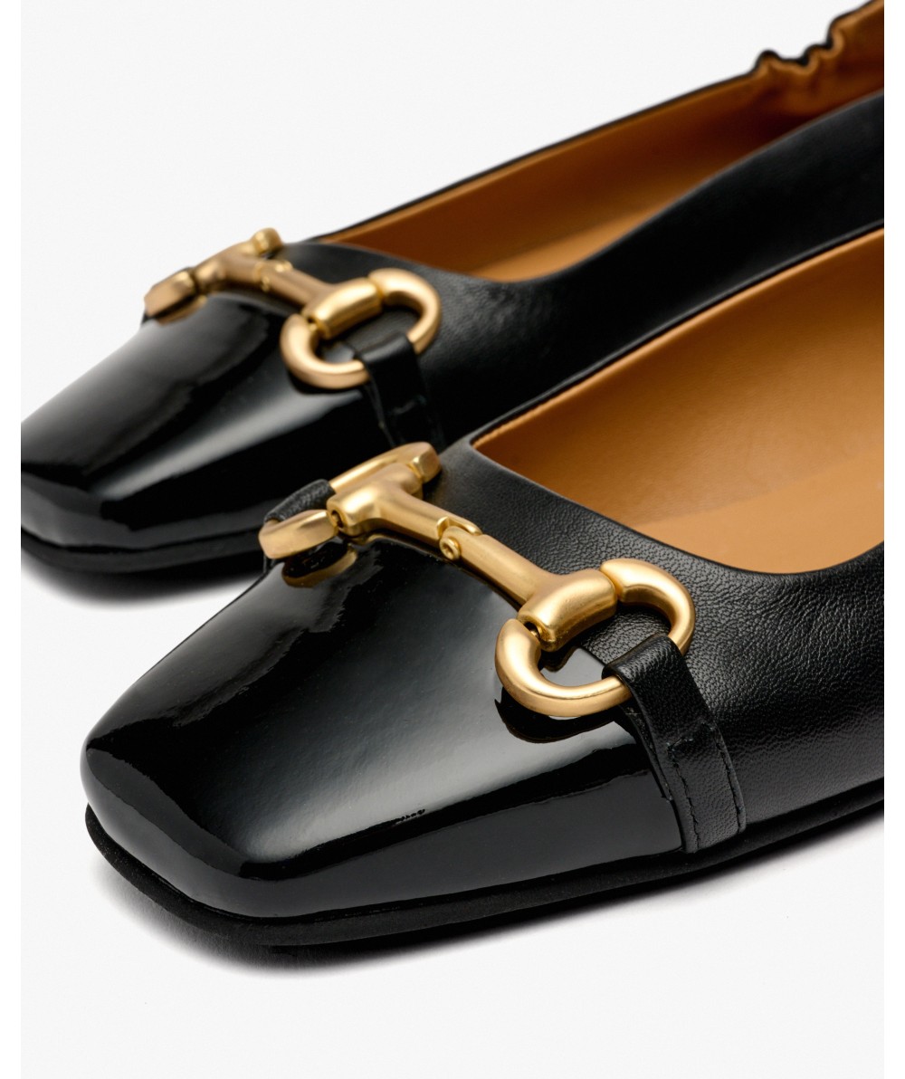 Two-tone black leather ballet flats with ornament PEDRO MIRALLES Black