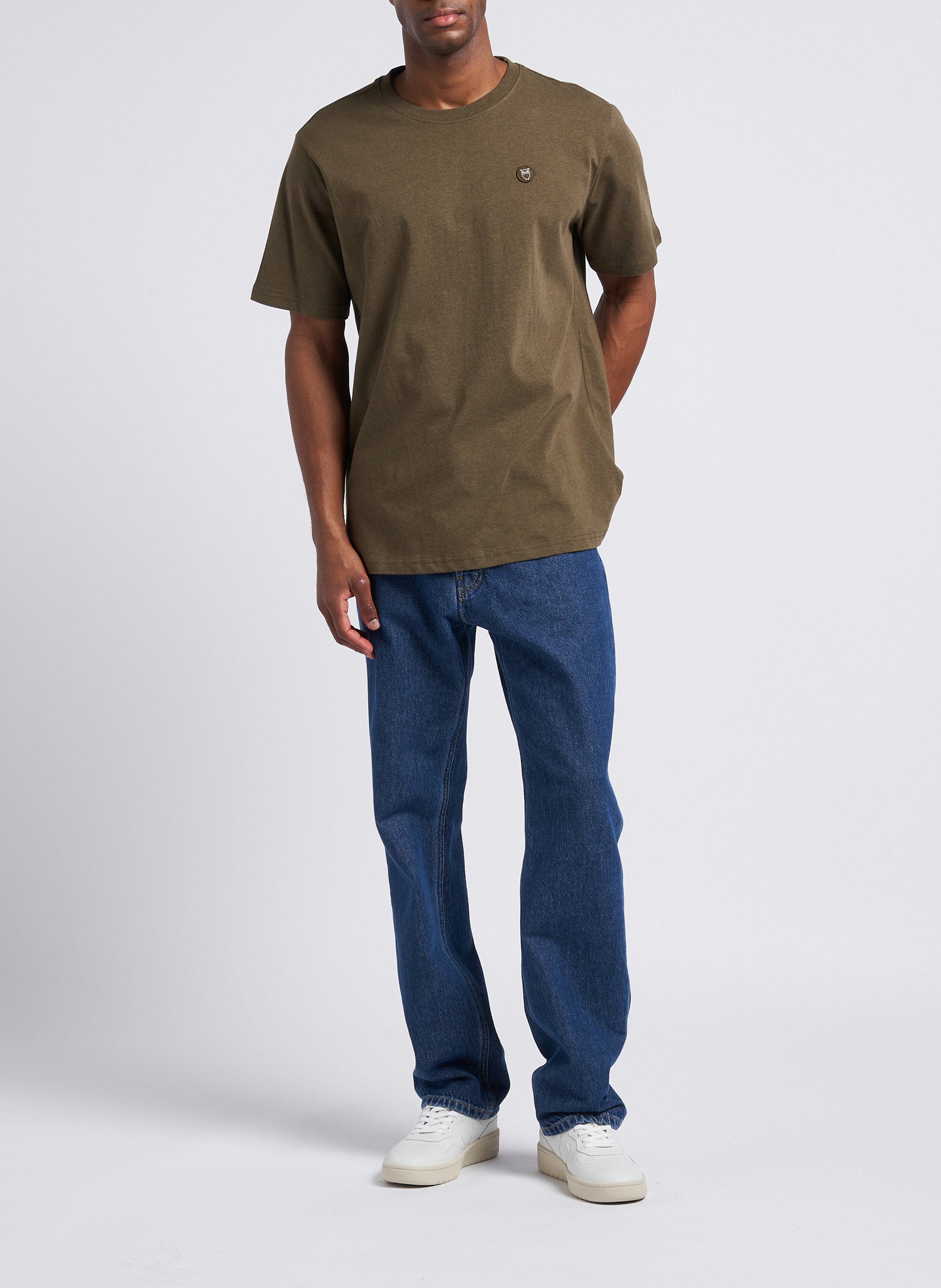 Regular-fit T-shirt van biokatoen met ronde hals KNOWLEDGE COTTON APPAREL Kaki