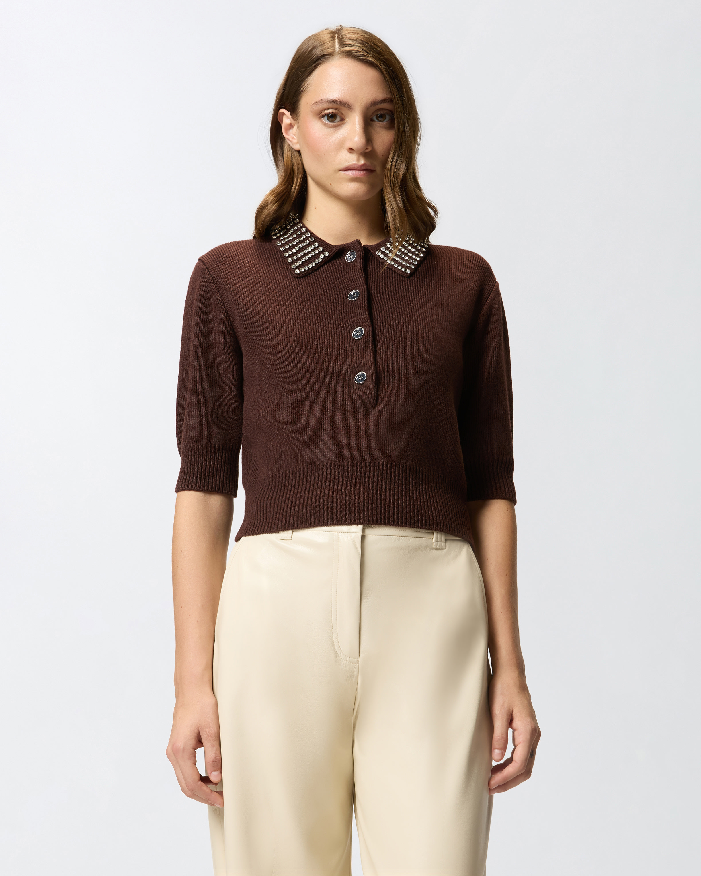 Polo-style sweater PINKO Brown