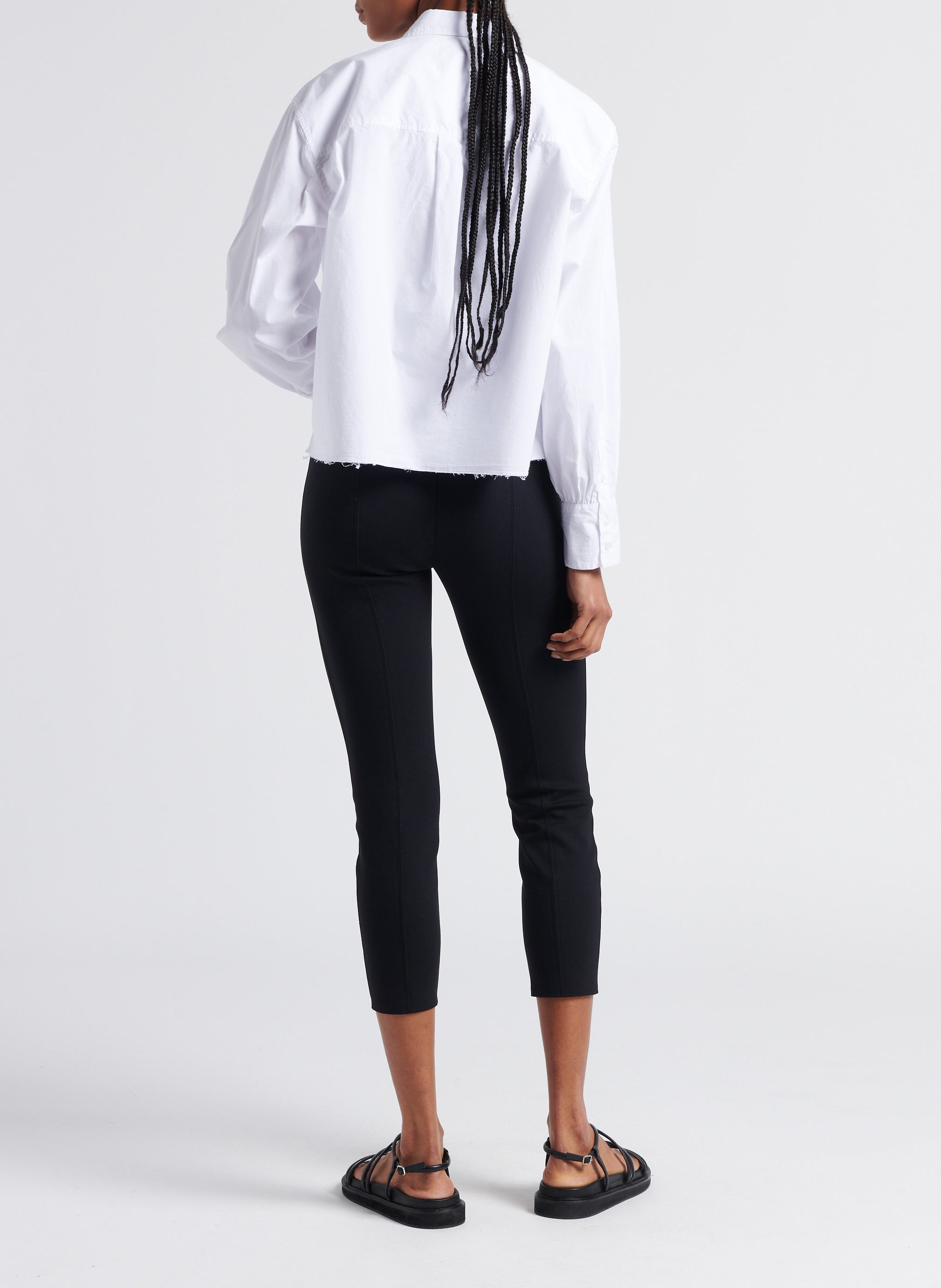 High-waisted cropped leggings THEORY Black