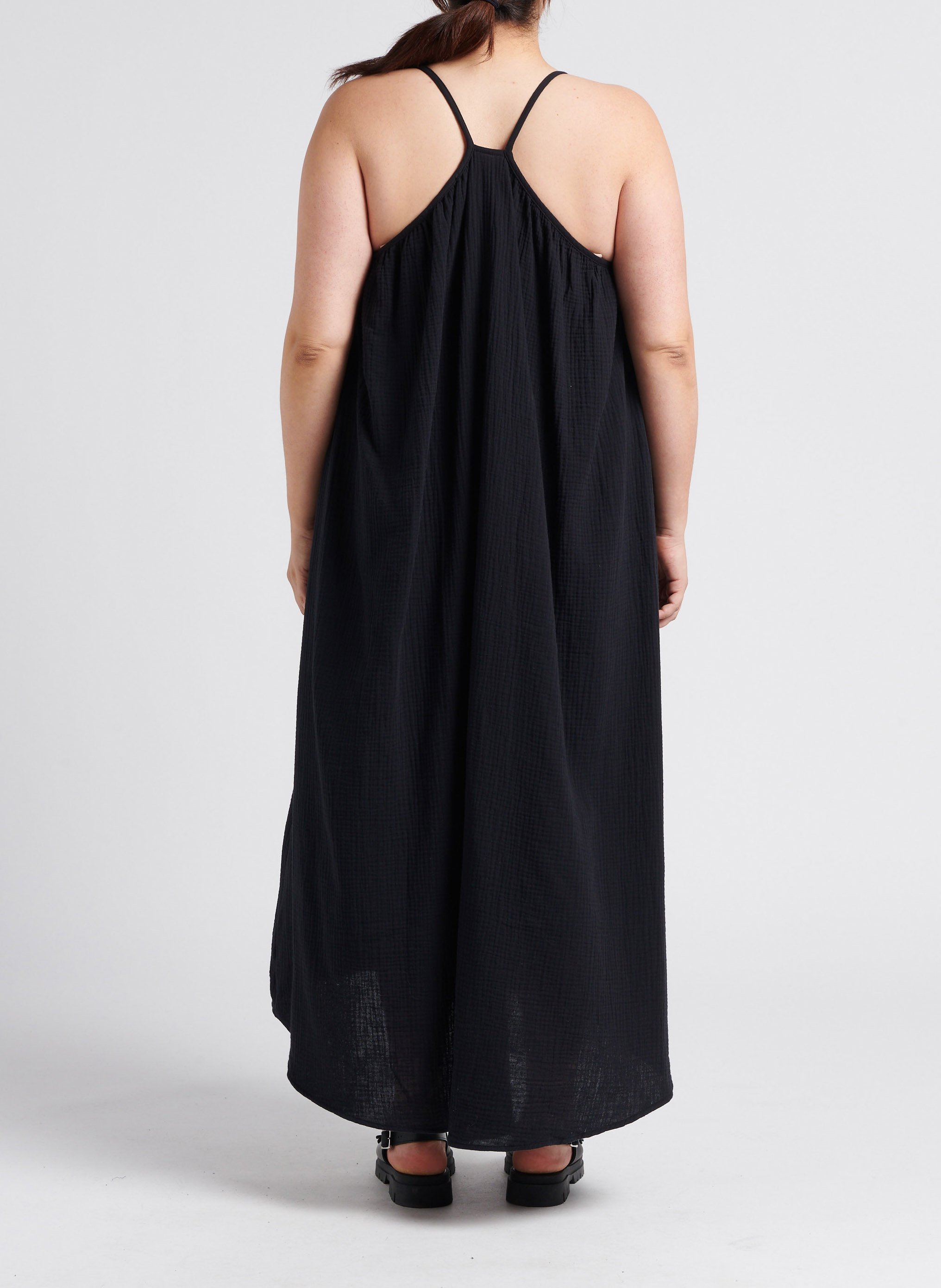 Robe longue col rond en coton  VERO MODA CURVE Noir