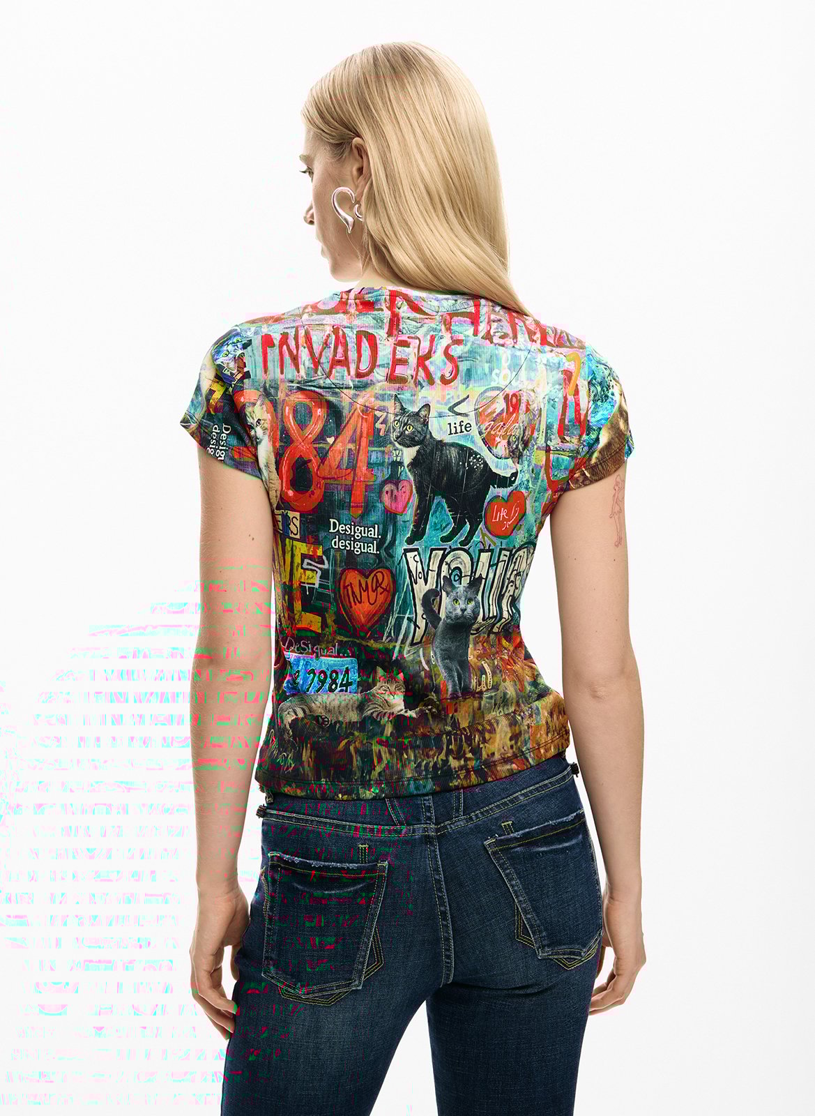 Baumwoll-Pullover mit Rundhalsausschnitt DESIGUAL Rot