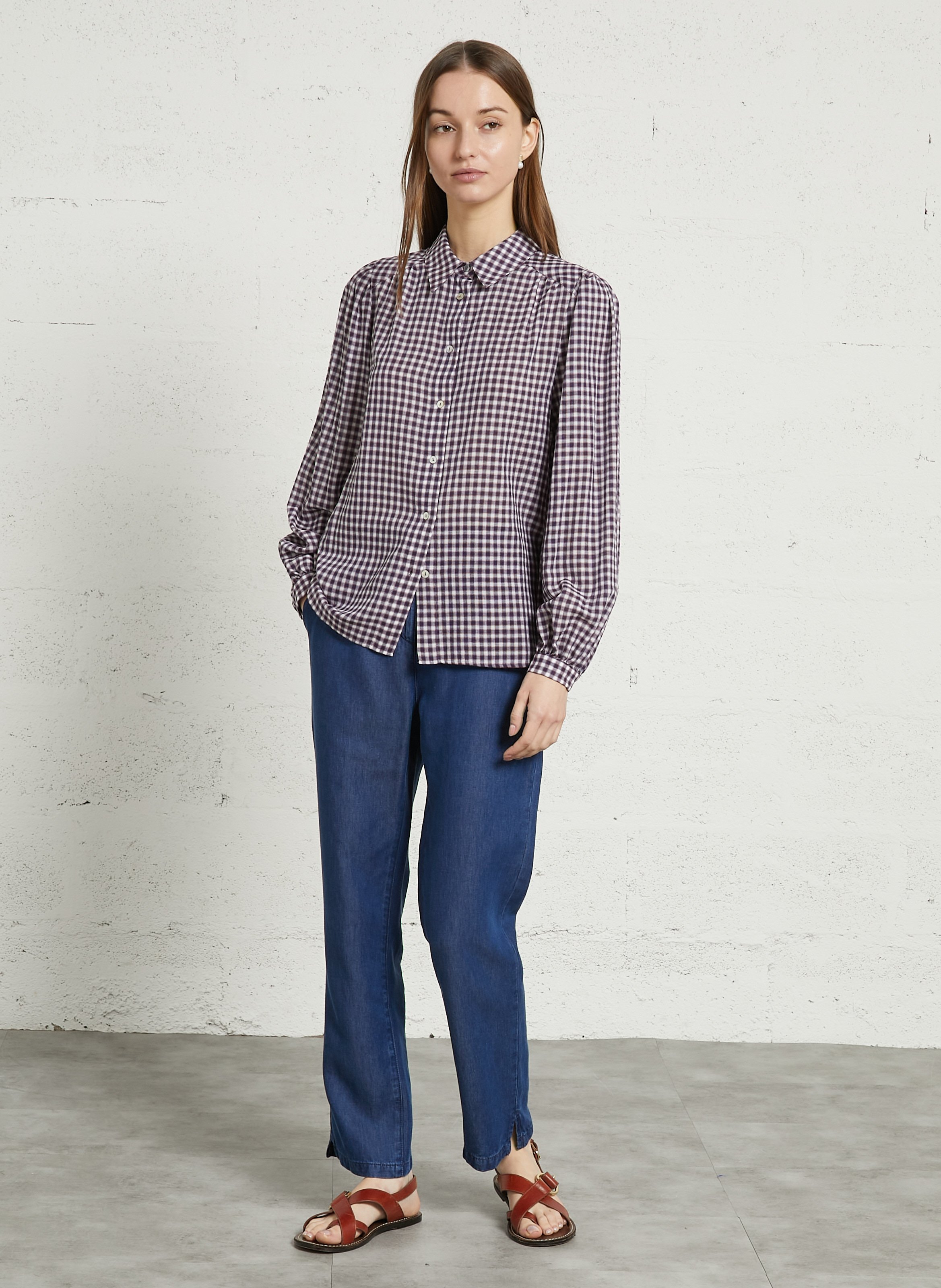 Chemise droite col classique à carreaux MAISON 123 Rouge