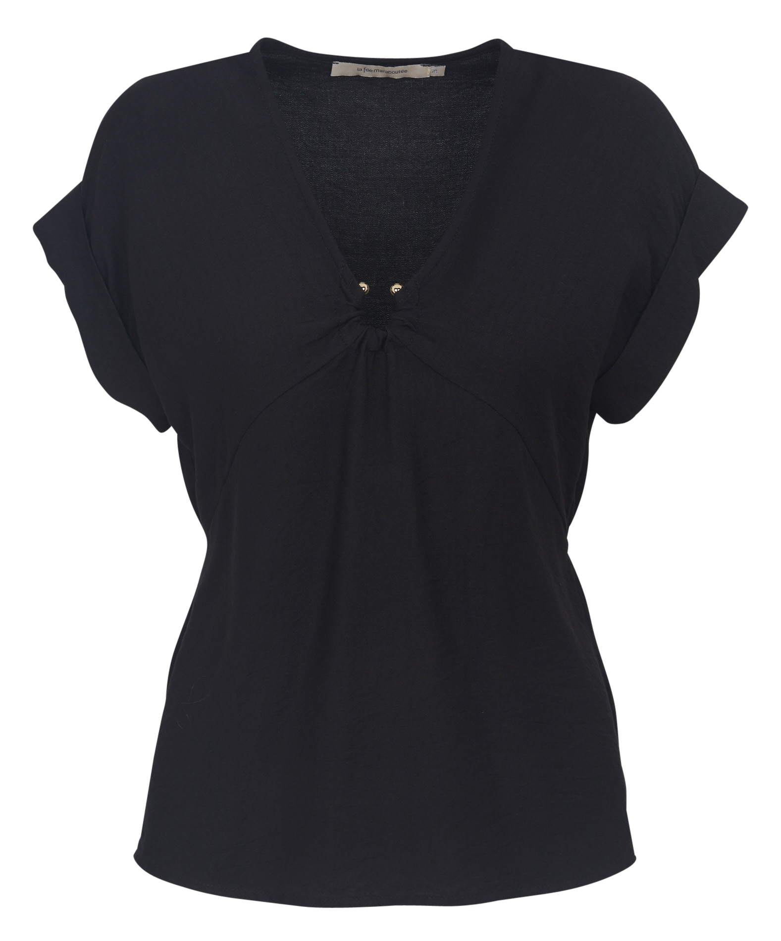 Nauwsluitende top met V-hals LA FEE MARABOUTEE Zwart