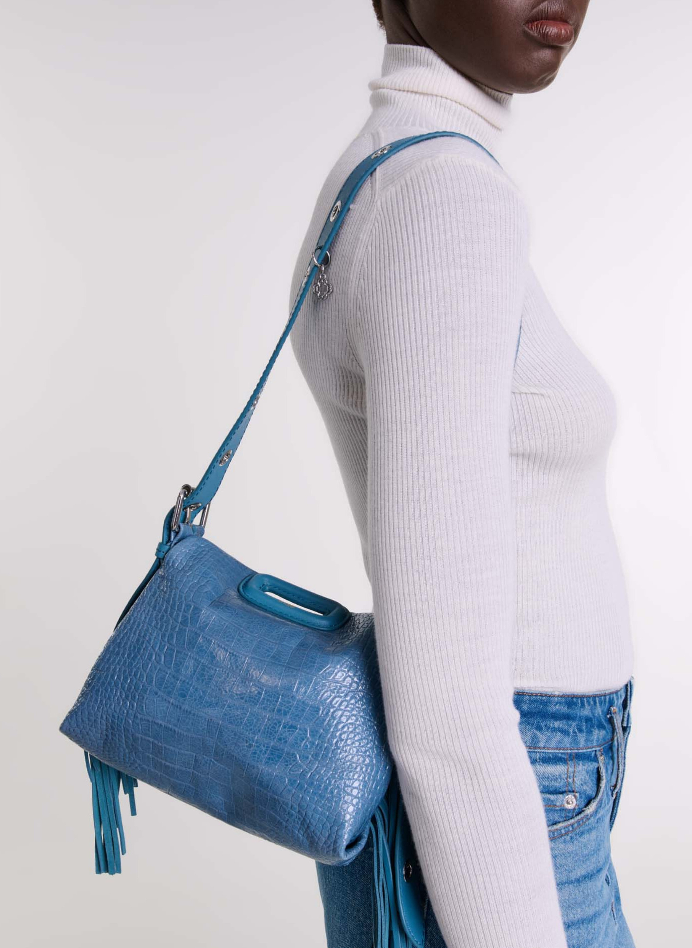 Pull col roulé en laine et en soie mélangés MAJE Beige