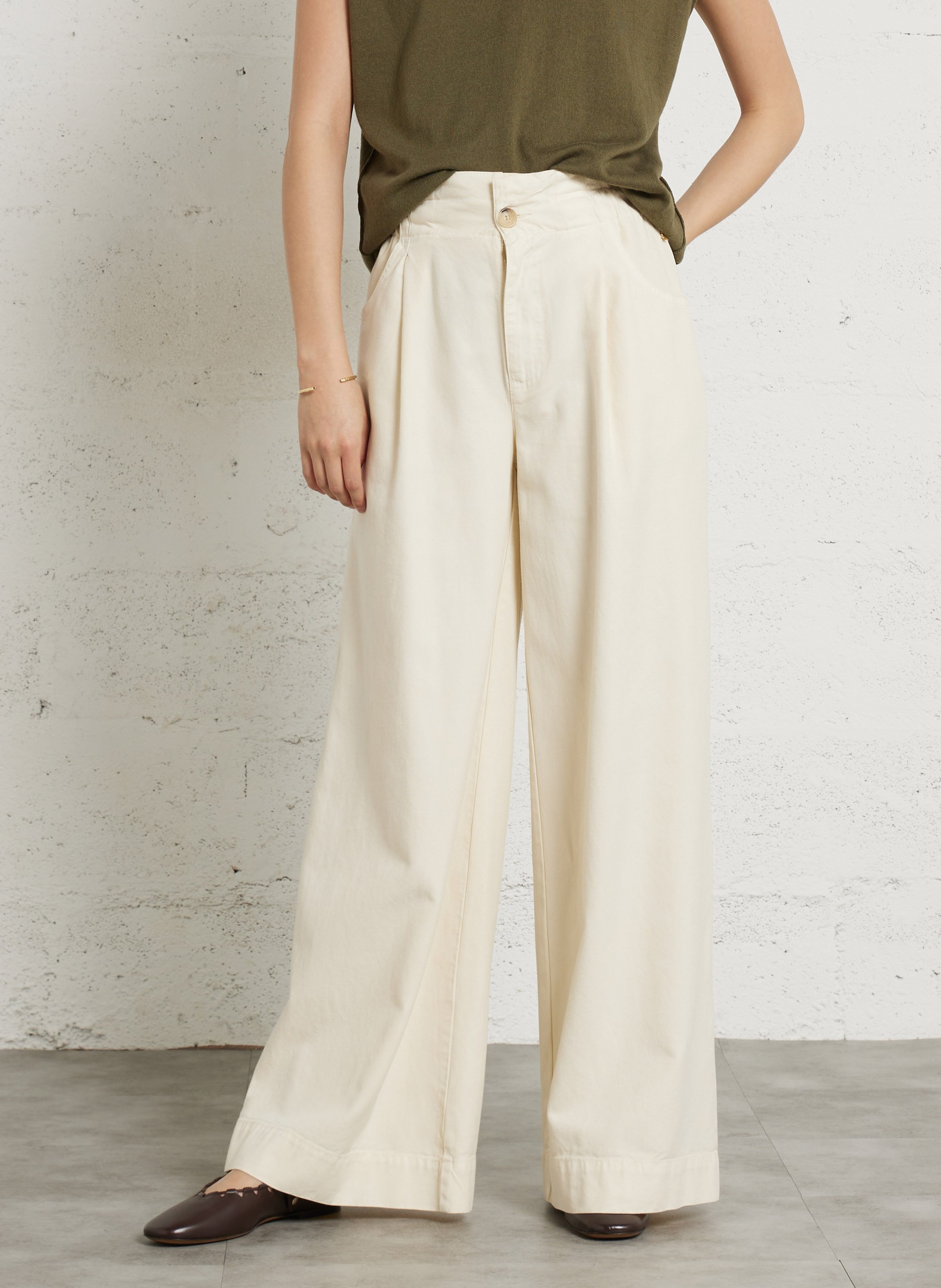 Pantalon large DES PETITS HAUTS Beige