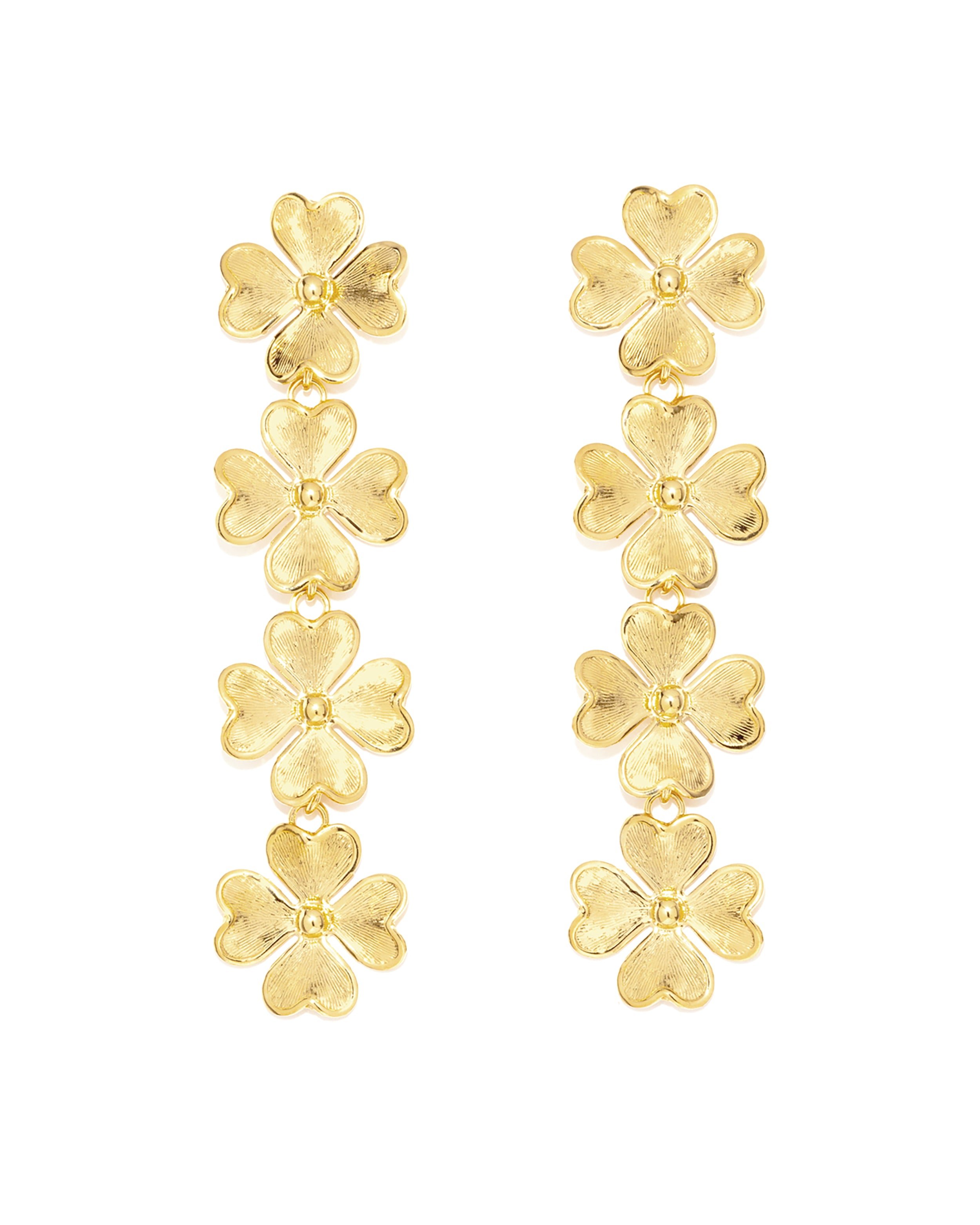 Dangling clover gold-plated stud earrings MONSIEUR SIMONE