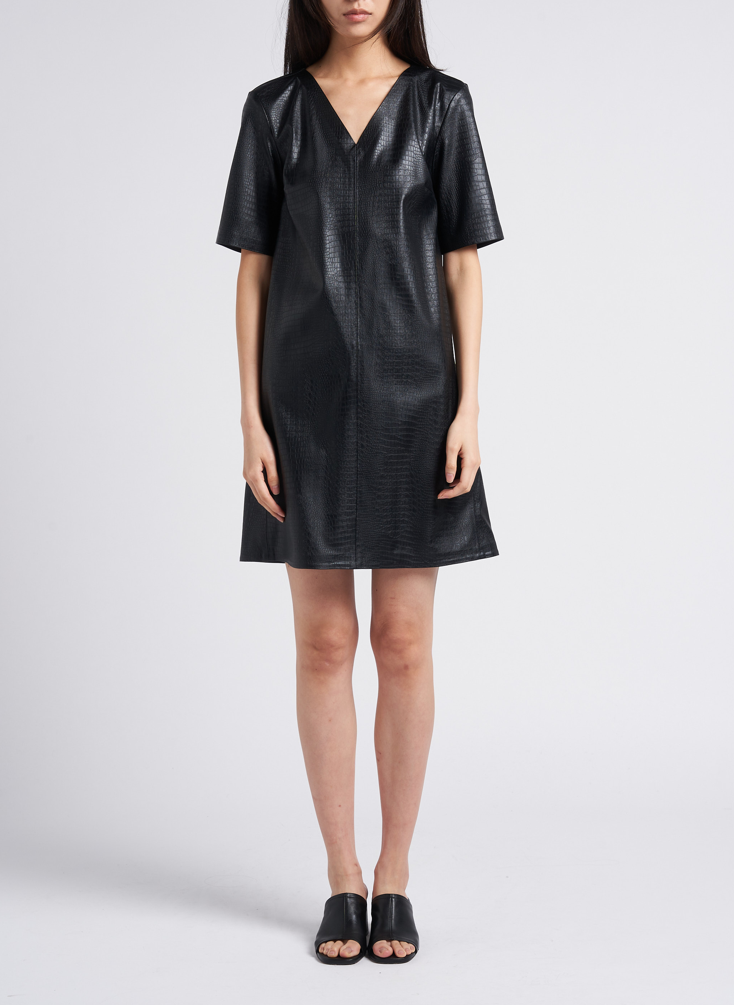 Gerade geschnittenes Kurzkleid in Kroko-Optik MAX MARA LEISURE Schwarz