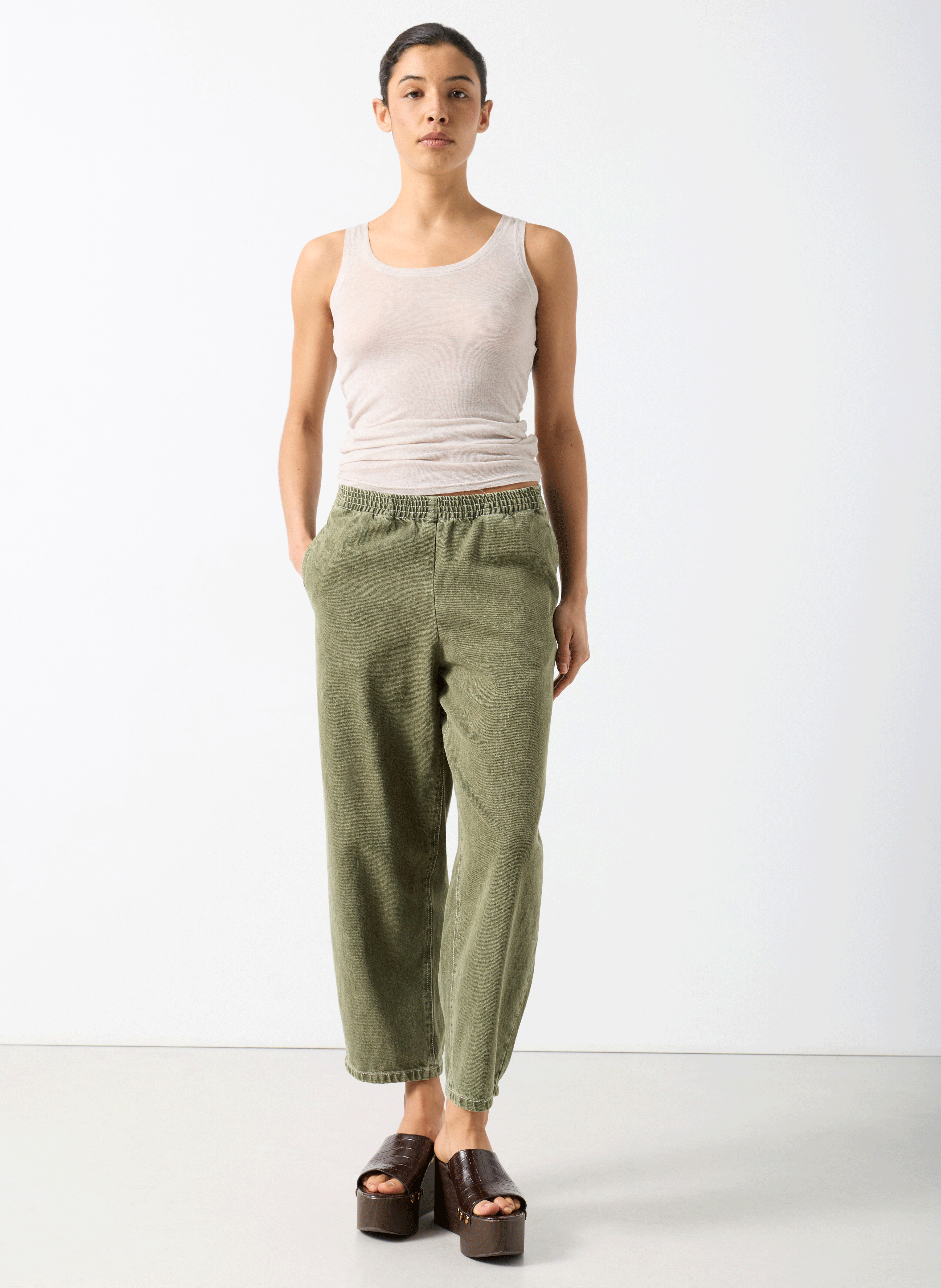 Jean large en coton mélangé AMERICAN VINTAGE Vert