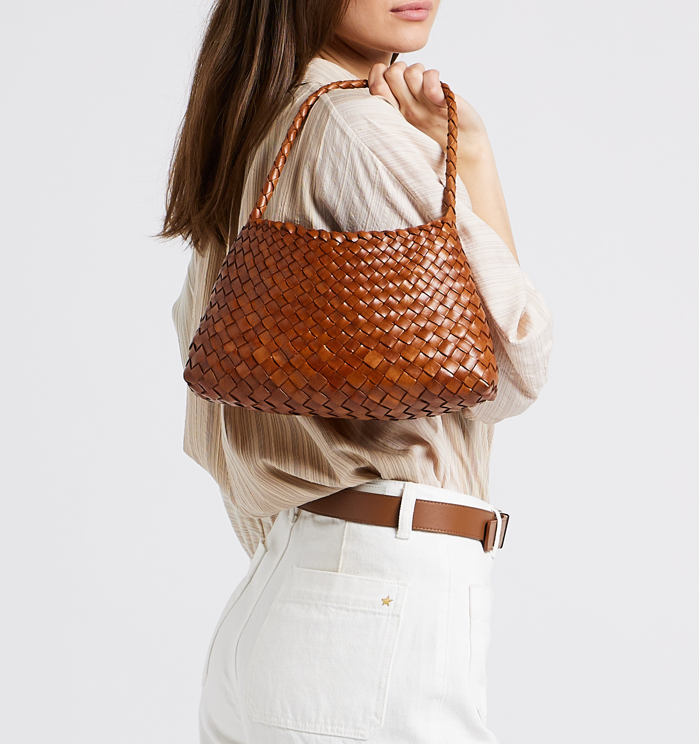 Panier tressé en cuir  DRAGON DIFFUSION Marron