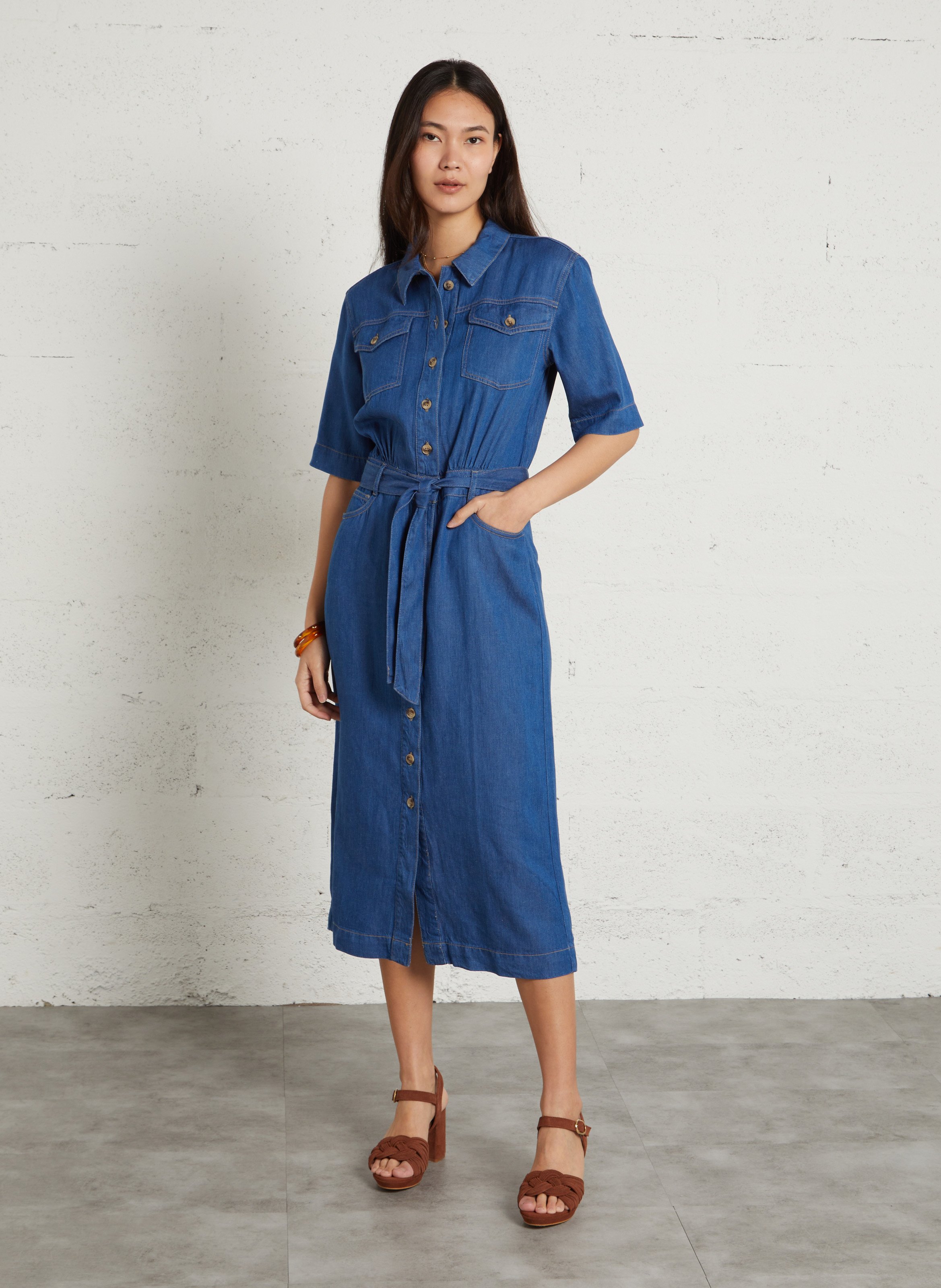 Halflange jeansjurk MAISON 123 Blauw