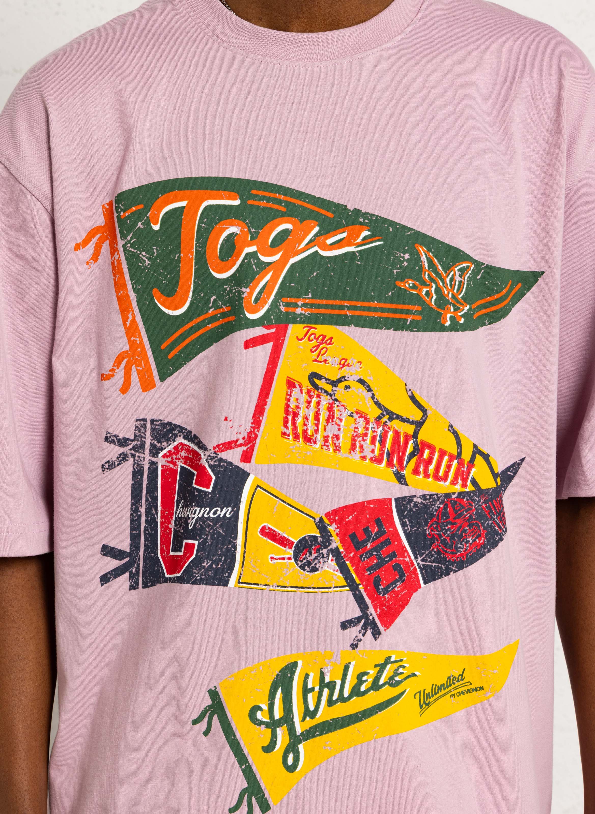 Tee-shirt oversize imprimé en coton CHEVIGNON Rose