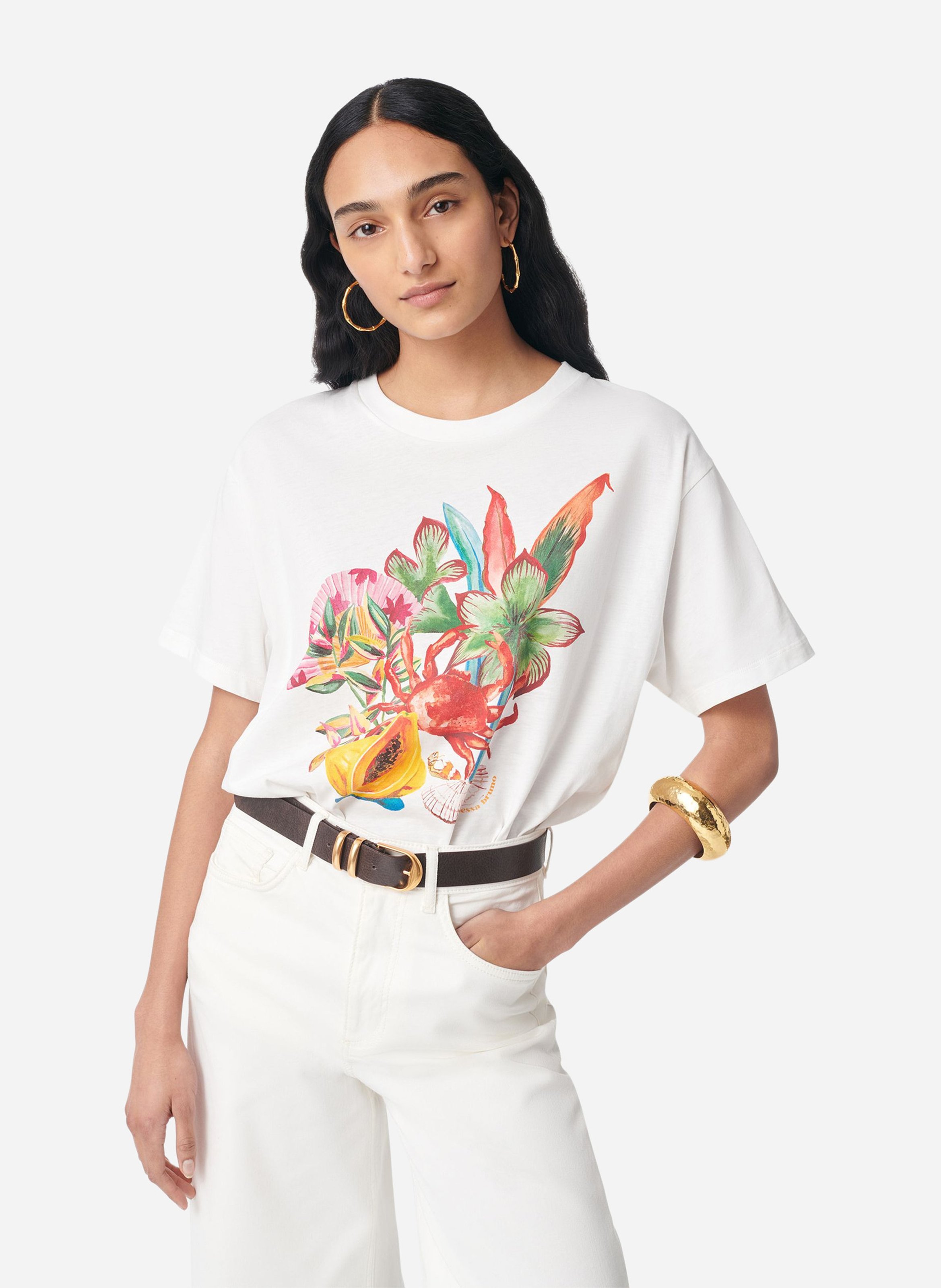 Rechte T-shirt van biologisch katoen VANESSA BRUNO Wit