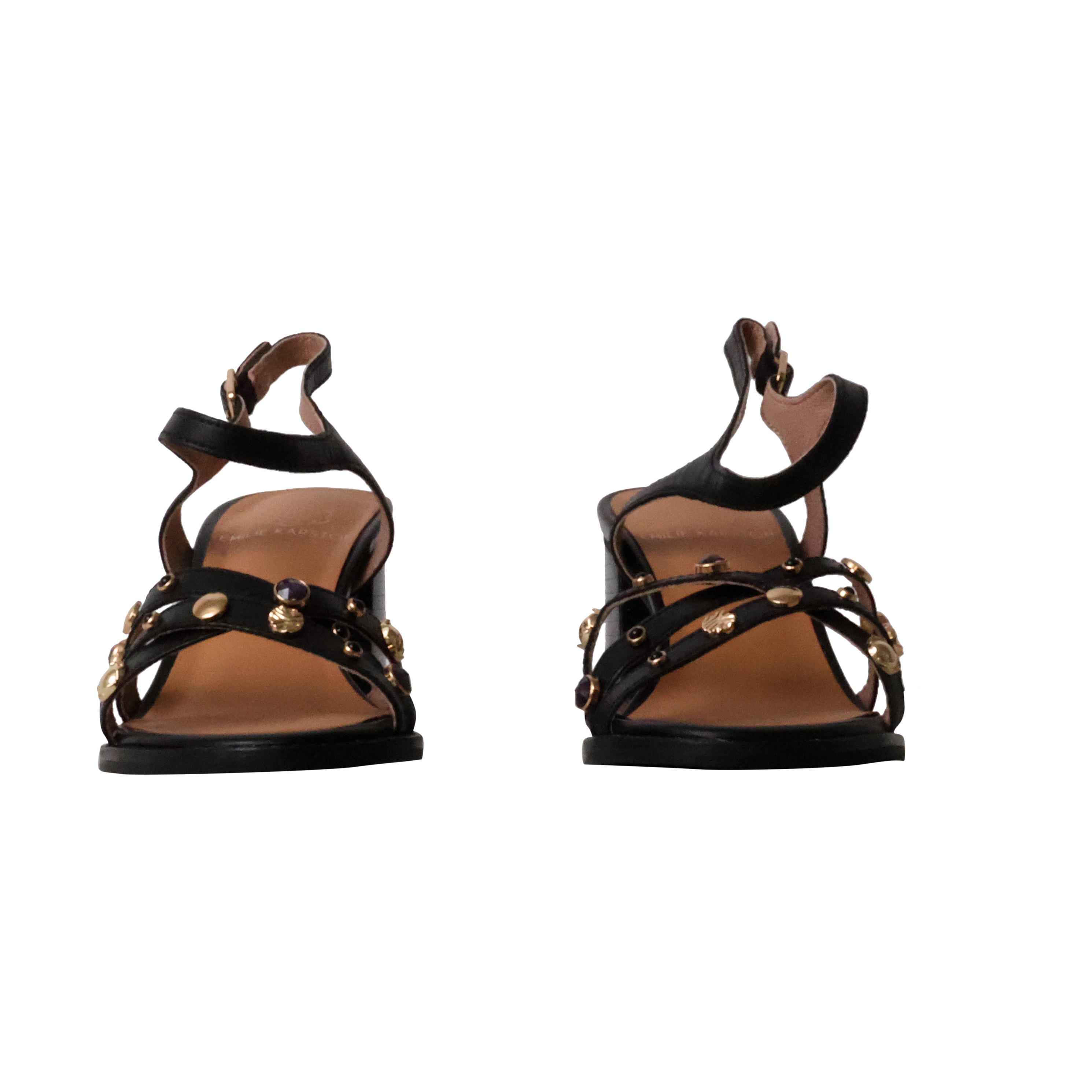 Aicha leather heeled sandals EMILIE KARSTON Black
