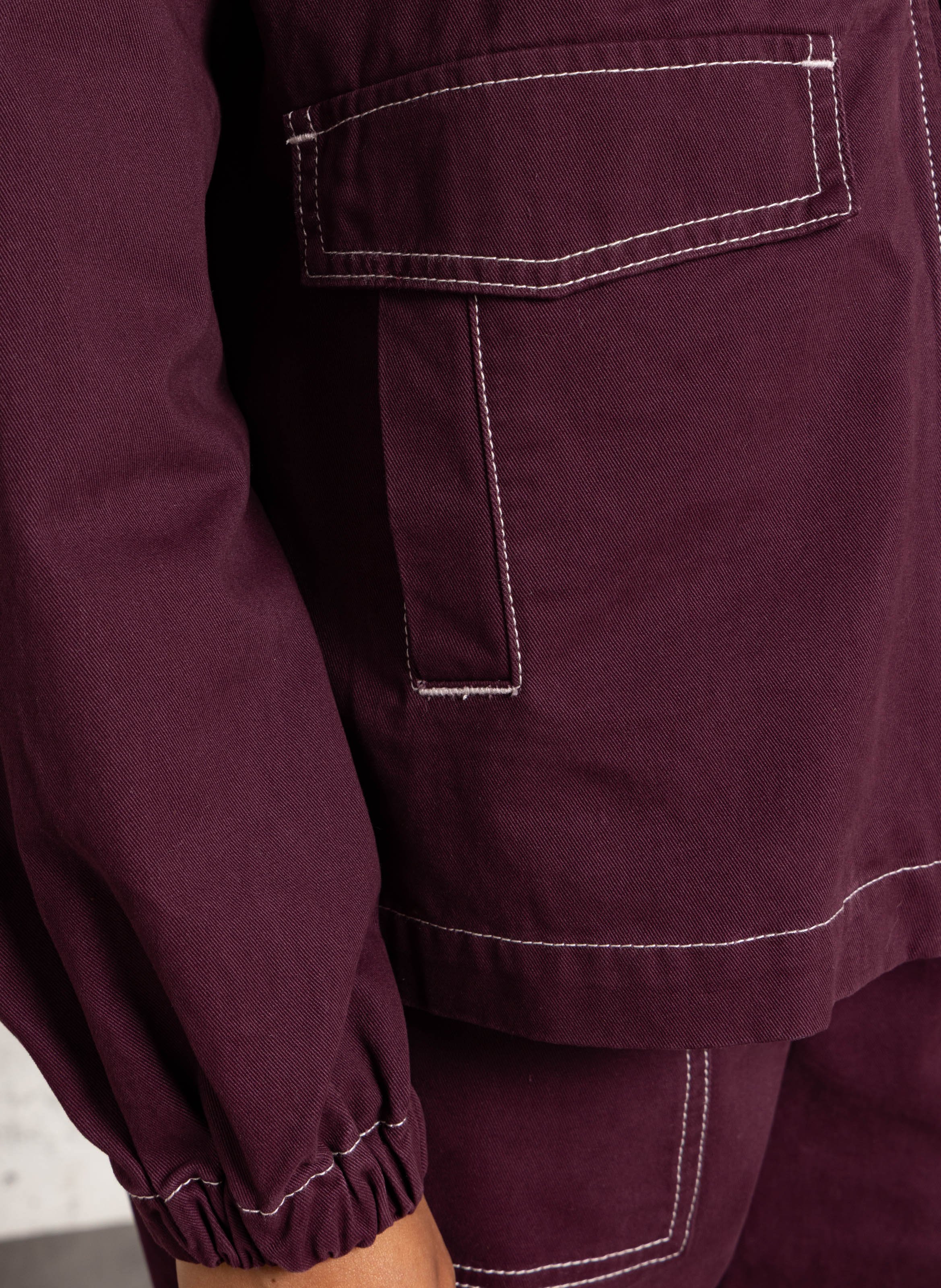 Straight jacket with contrast stitching SUNCOO Plums
