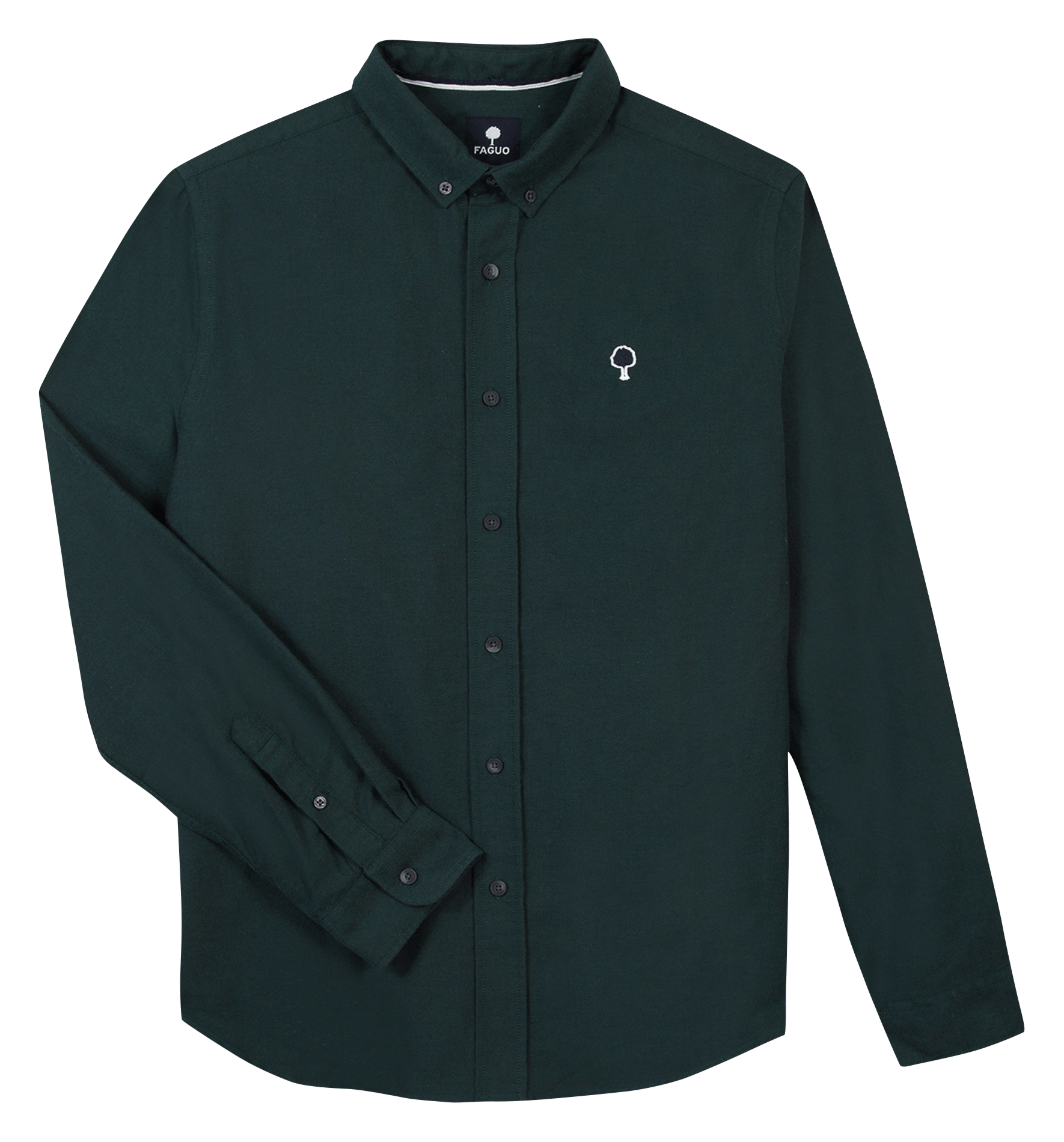 Chemise droite col classique en coton | Vert FAGUO Homme