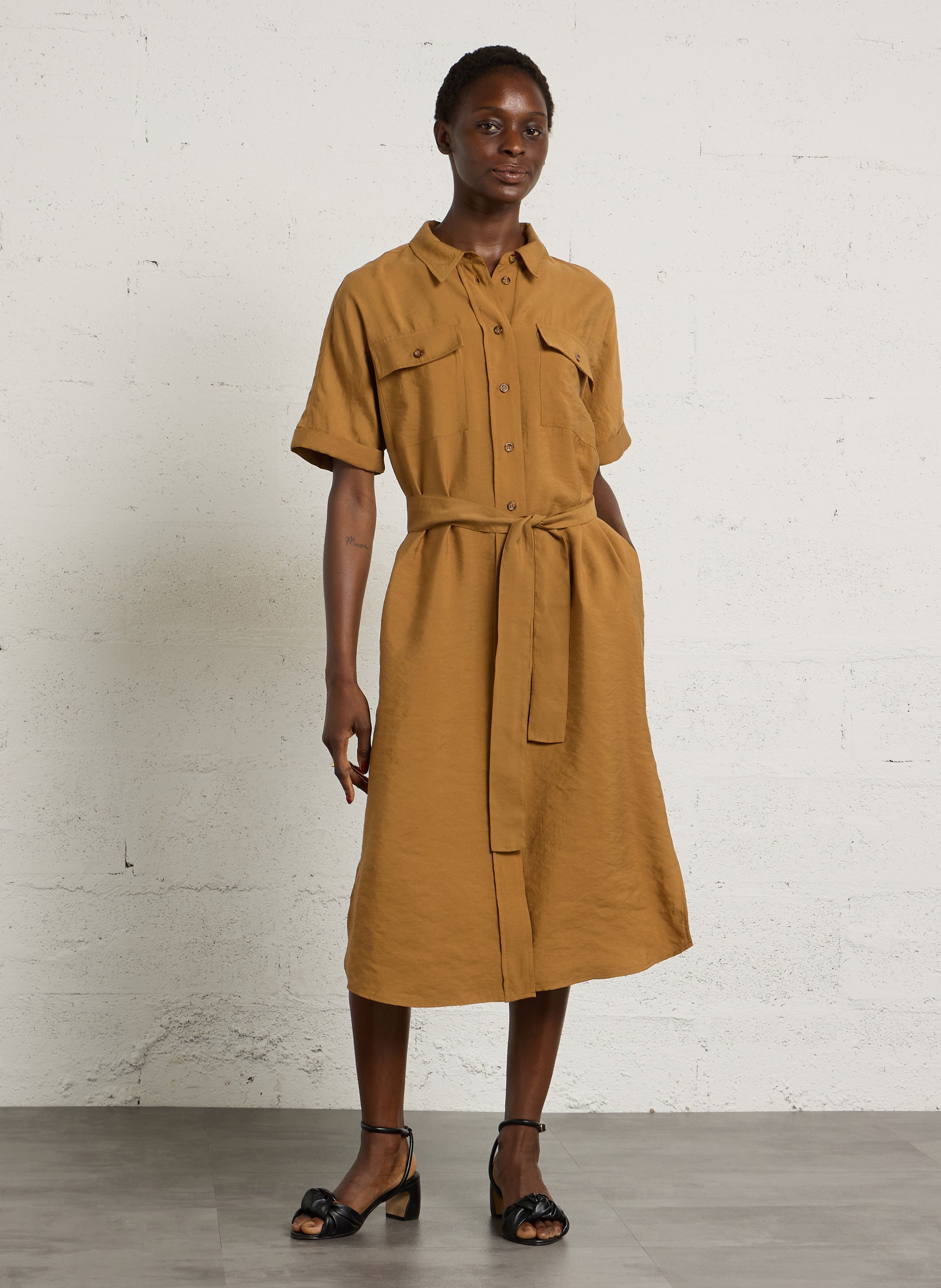 Robe midi col classique  | Doré MAISON 123 Femme