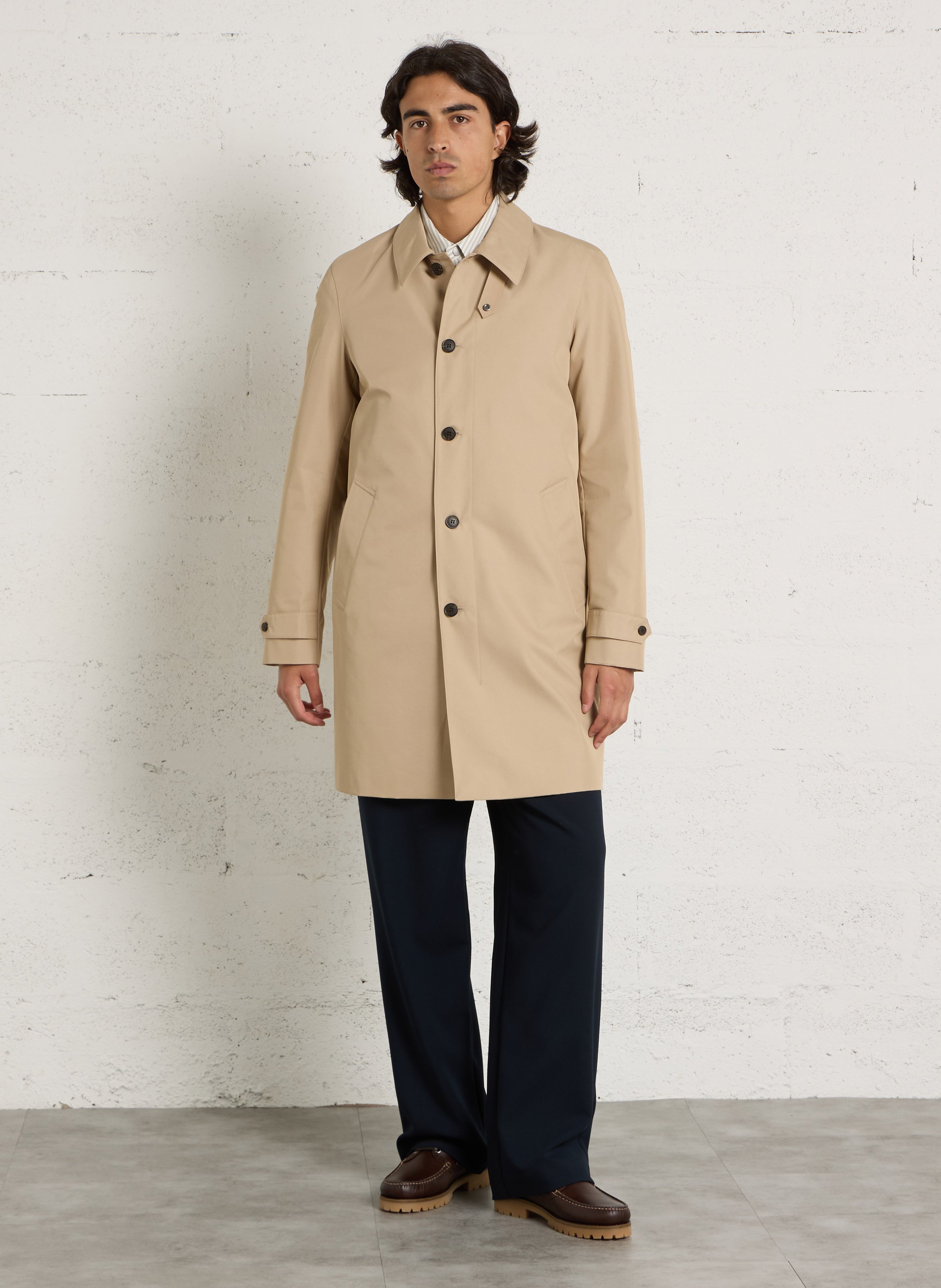 Straight cotton-blend trench coat IKKS Beige