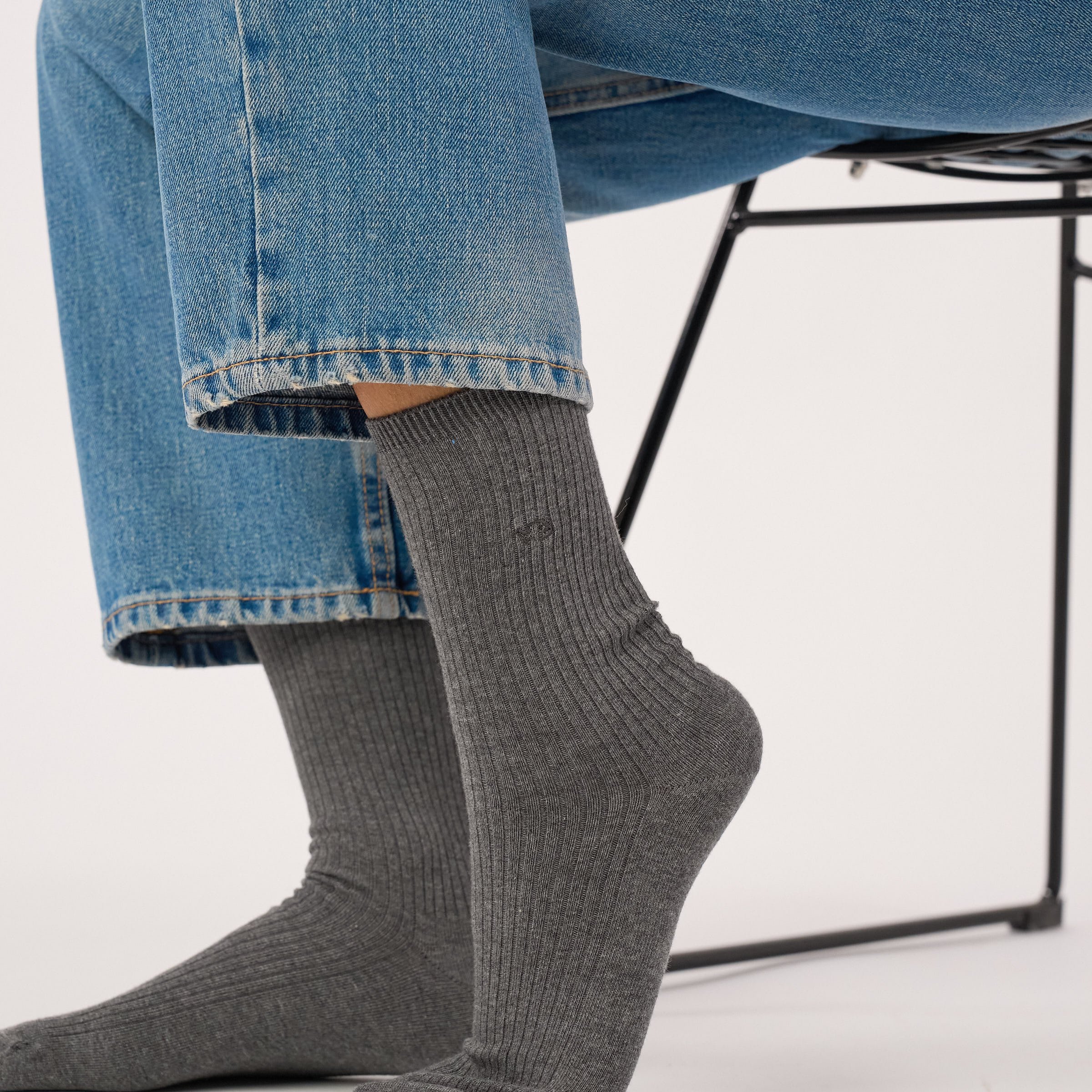 Ribbed Solid Combed Cotton Socks BILLYBELT Grey