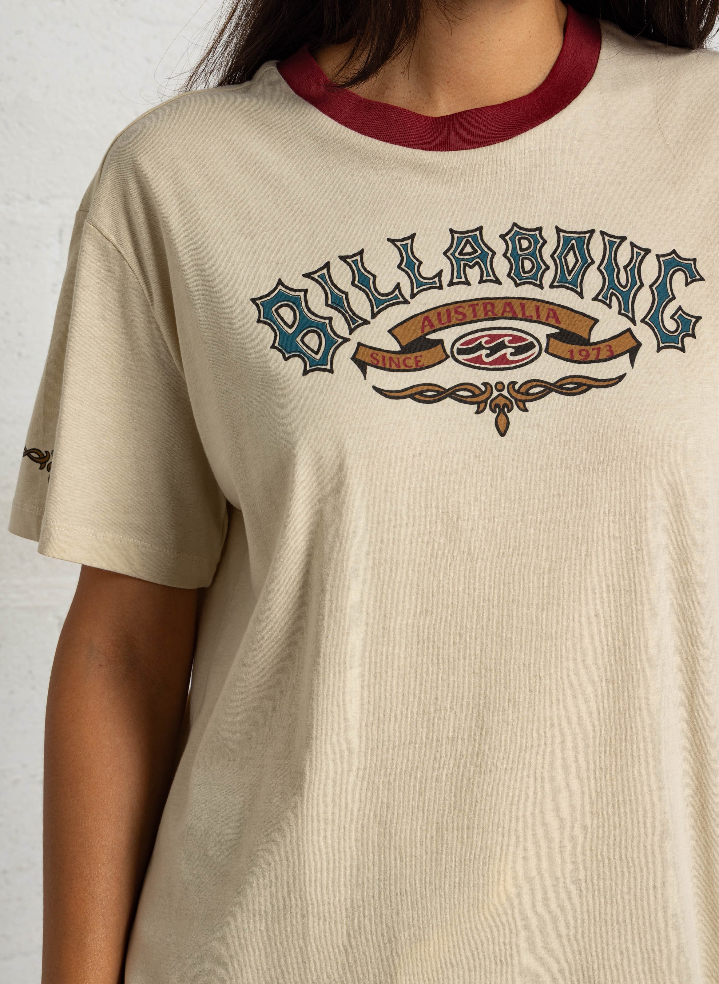 Tee shit imprimé en coton mélangé BILLABONG Beige