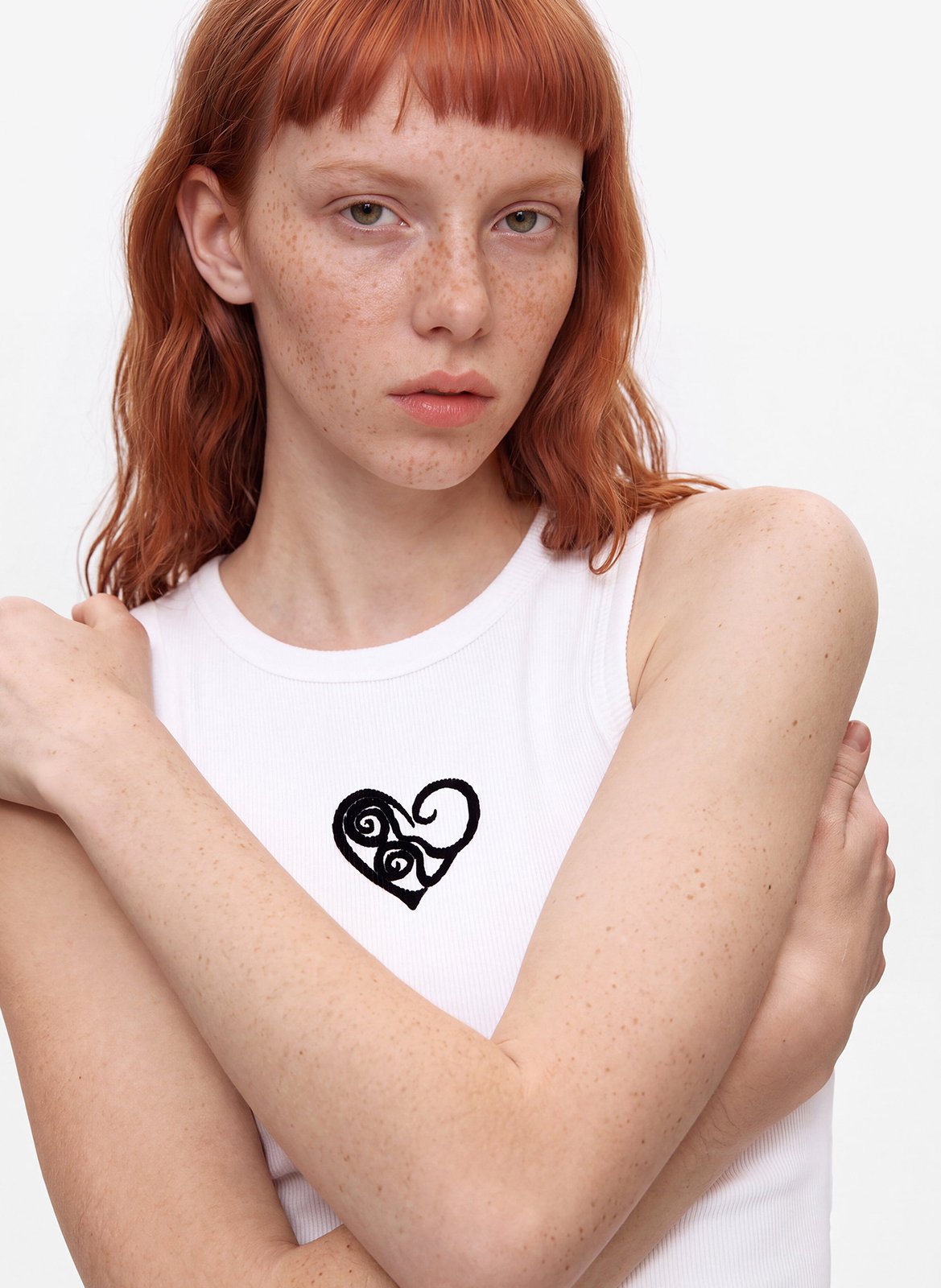Eng anliegendes Tanktop mit Rundhalsausschnitt und bedrucktem Baumwollmischgewebe. DESIGUAL Weiss