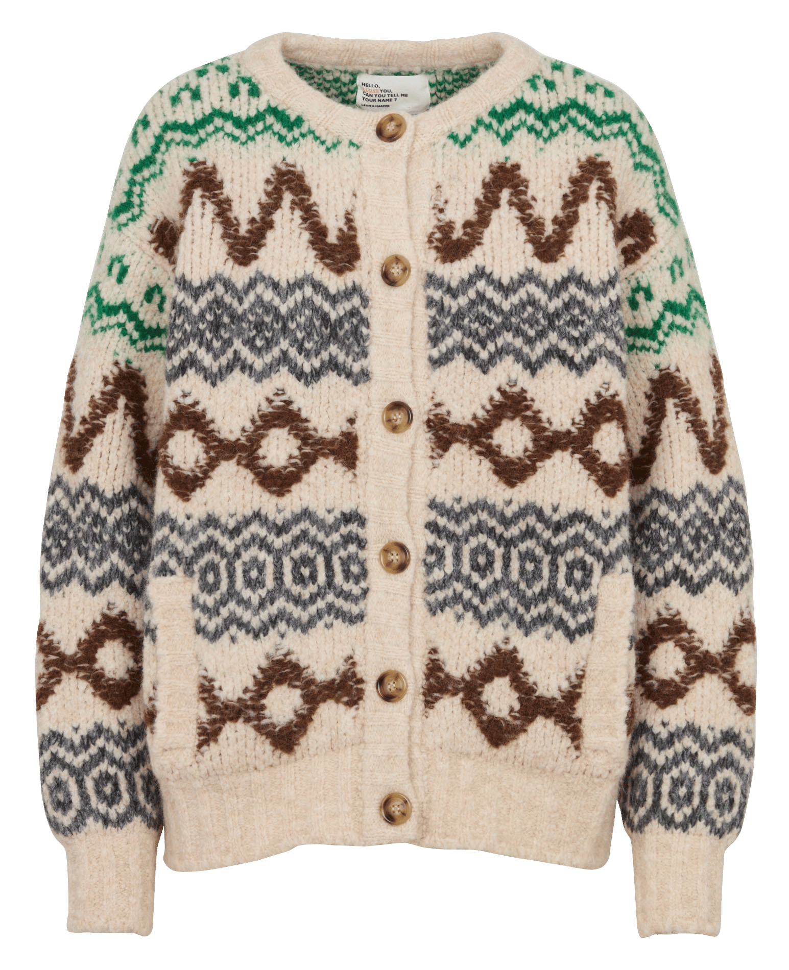 Ruimvallend vest met ronde hals in jacquard LEON & HARPER Veelkleurig
