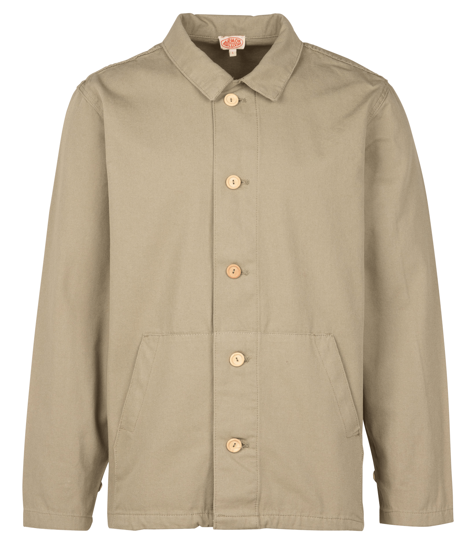 Loose-fit cotton jacket with classic collar BeigeARMOR LUX