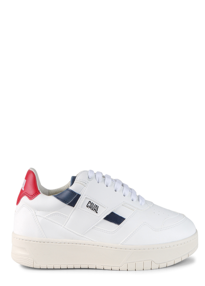 Vegan Leather Low-top Sneakers Blanc Bleu Rouge Caval - Men | Place des ...