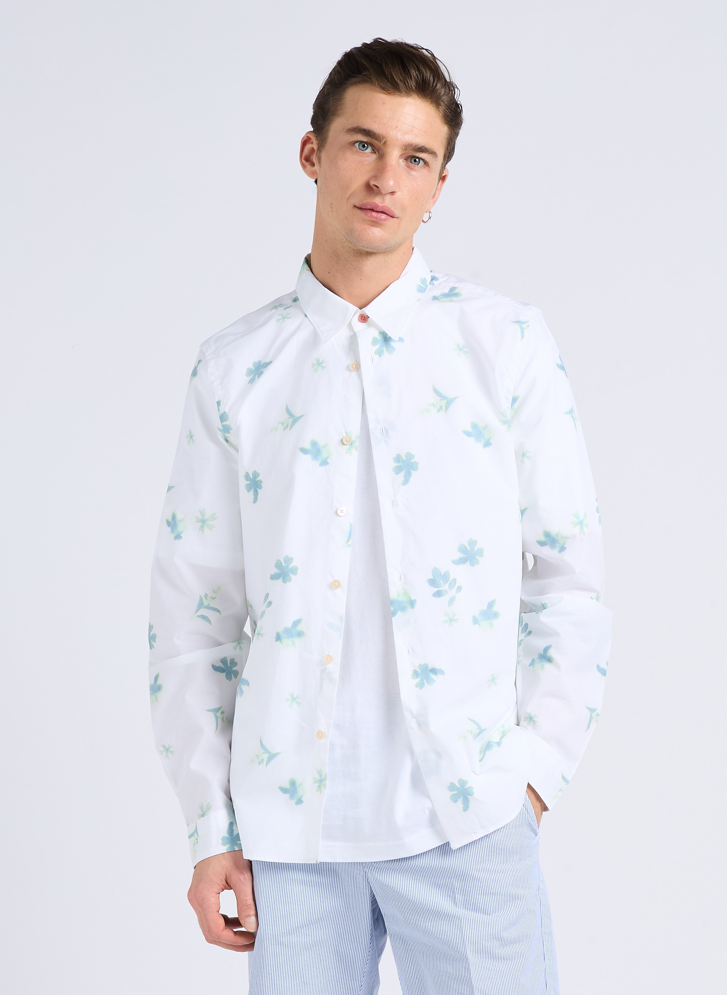 Printed organic cotton shirt with classic collar PAUL SMITH White
