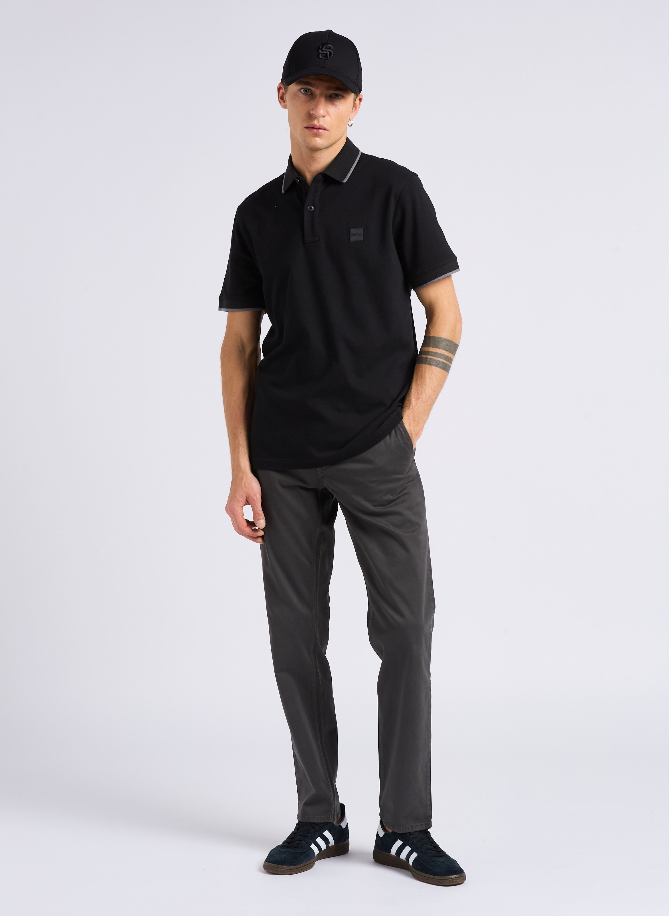 Slim-fit stretch cotton polo shirt - Look 1