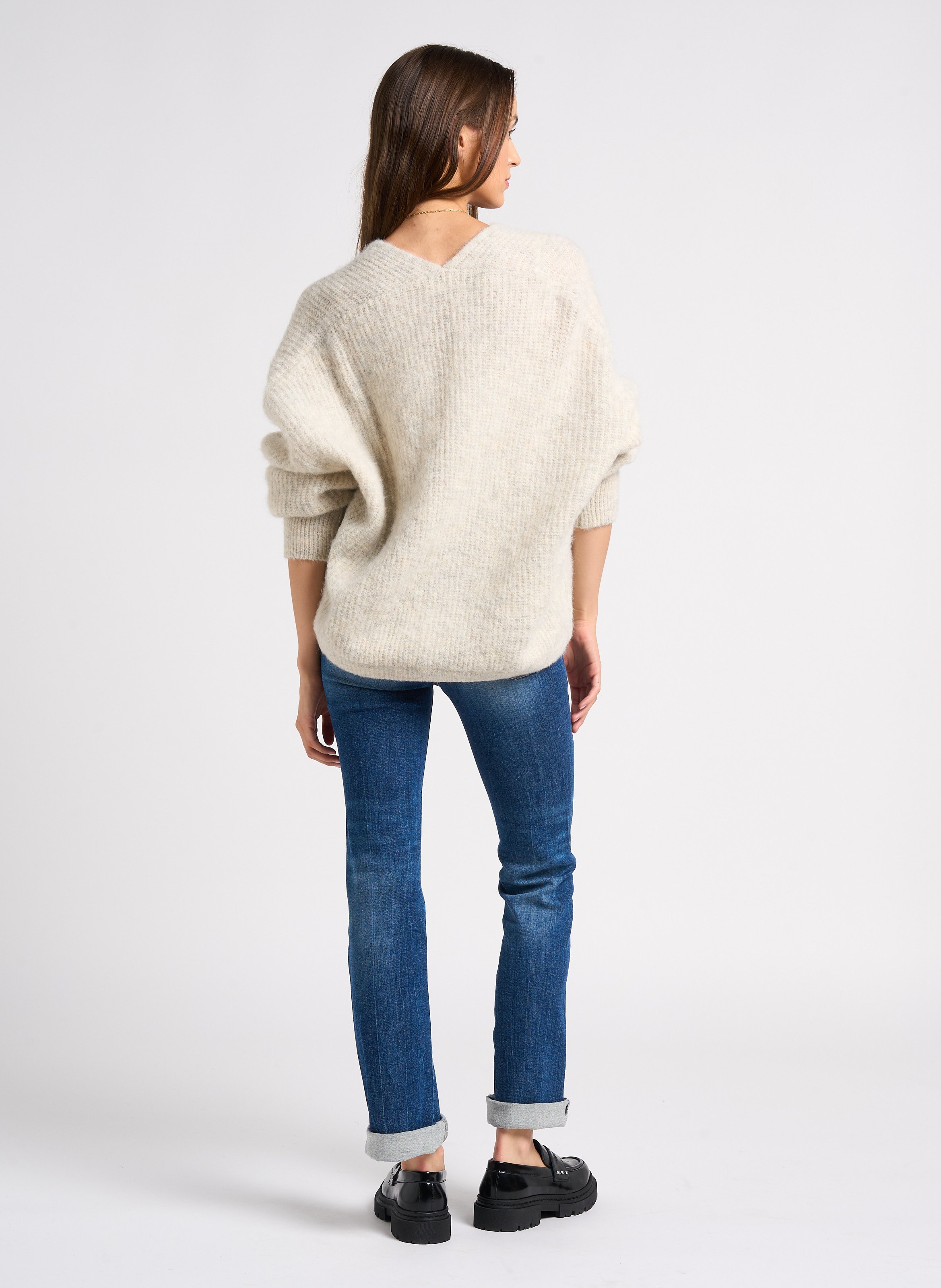 Gilet ouvert en laine et alpaga mélangé AMERICAN VINTAGE Beige